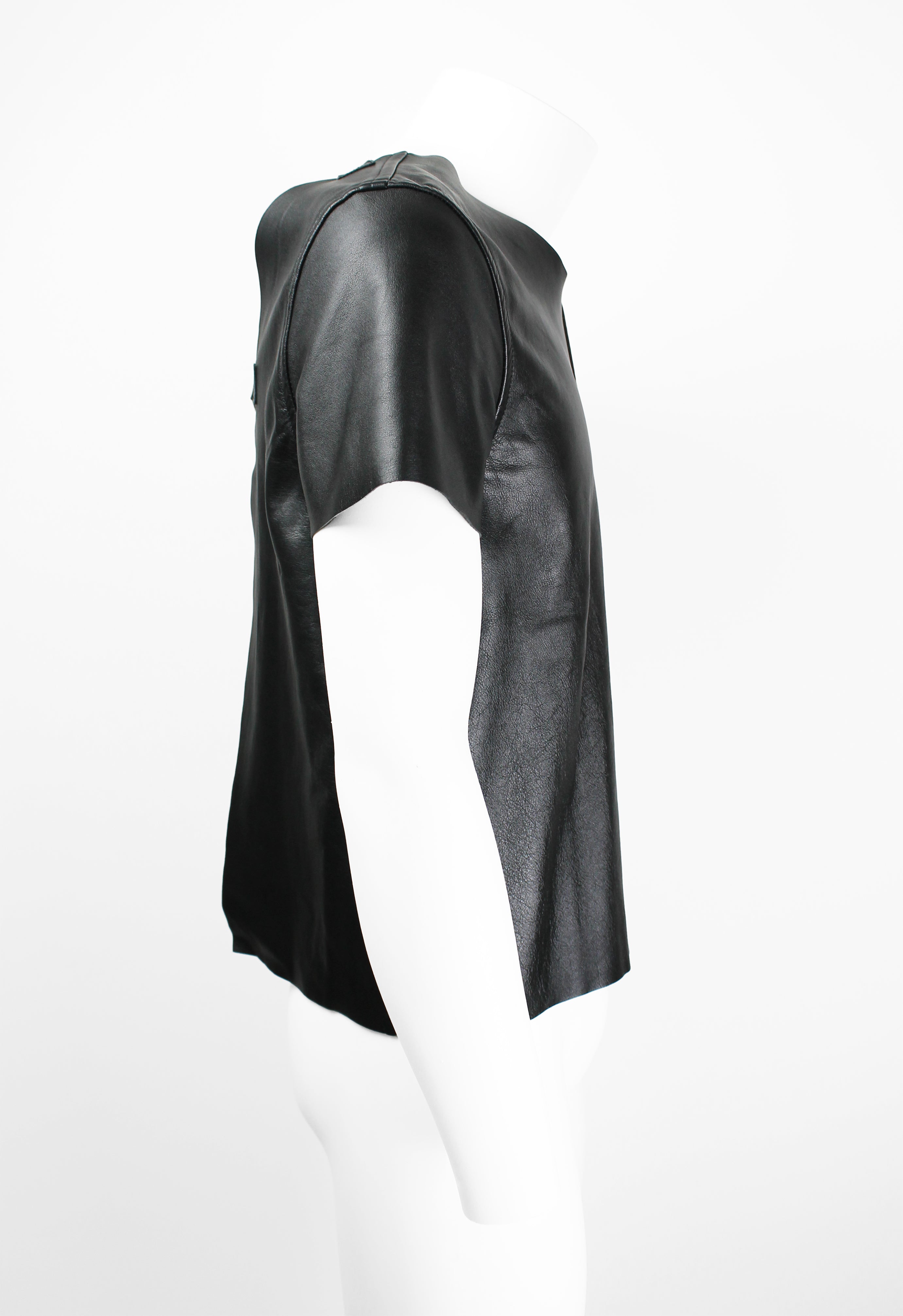 COMME DES GARCONS HOMME PLUS SS 2014 LEATHER BUCKLE TOP