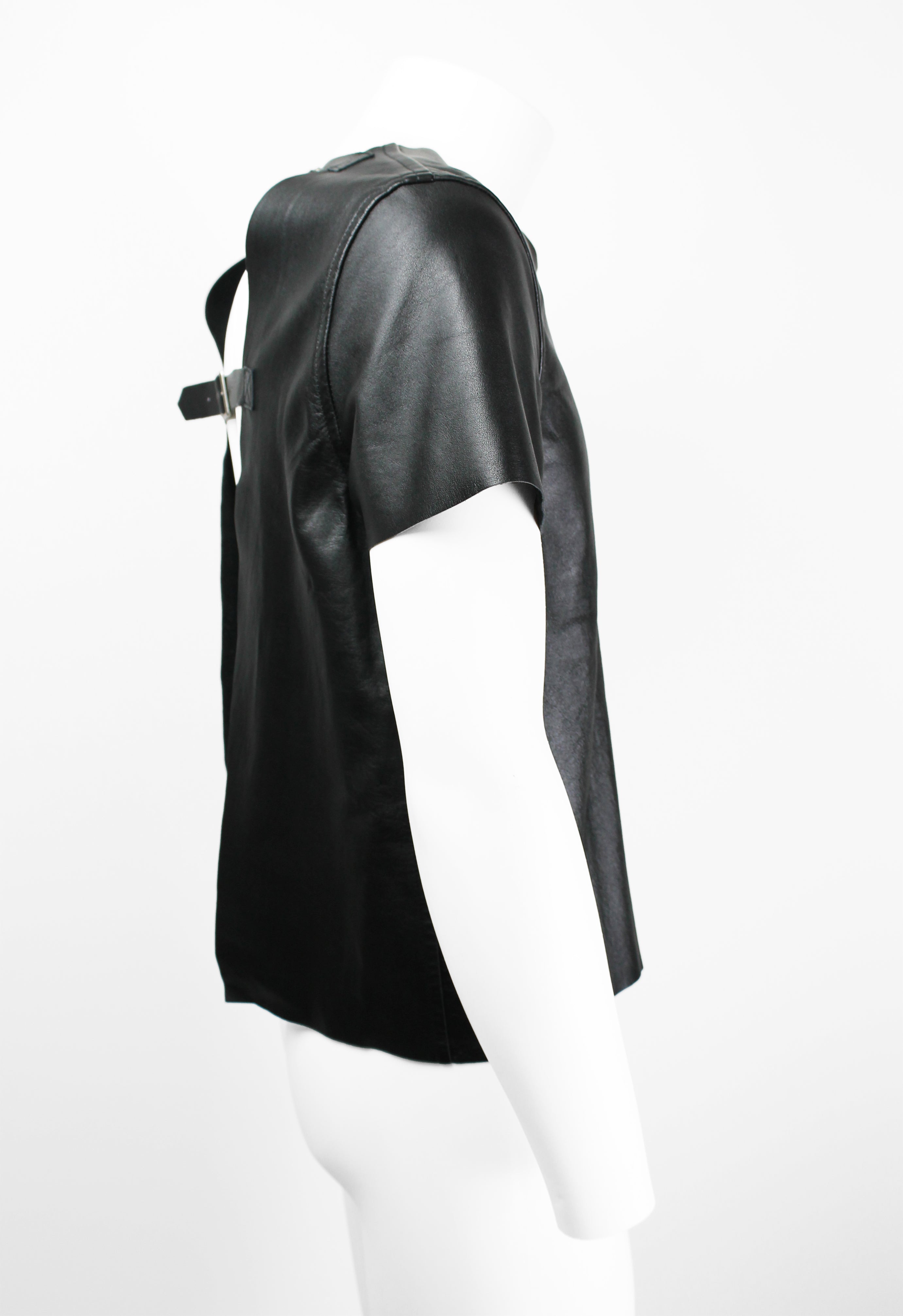 COMME DES GARCONS HOMME PLUS SS 2014 LEATHER BUCKLE TOP