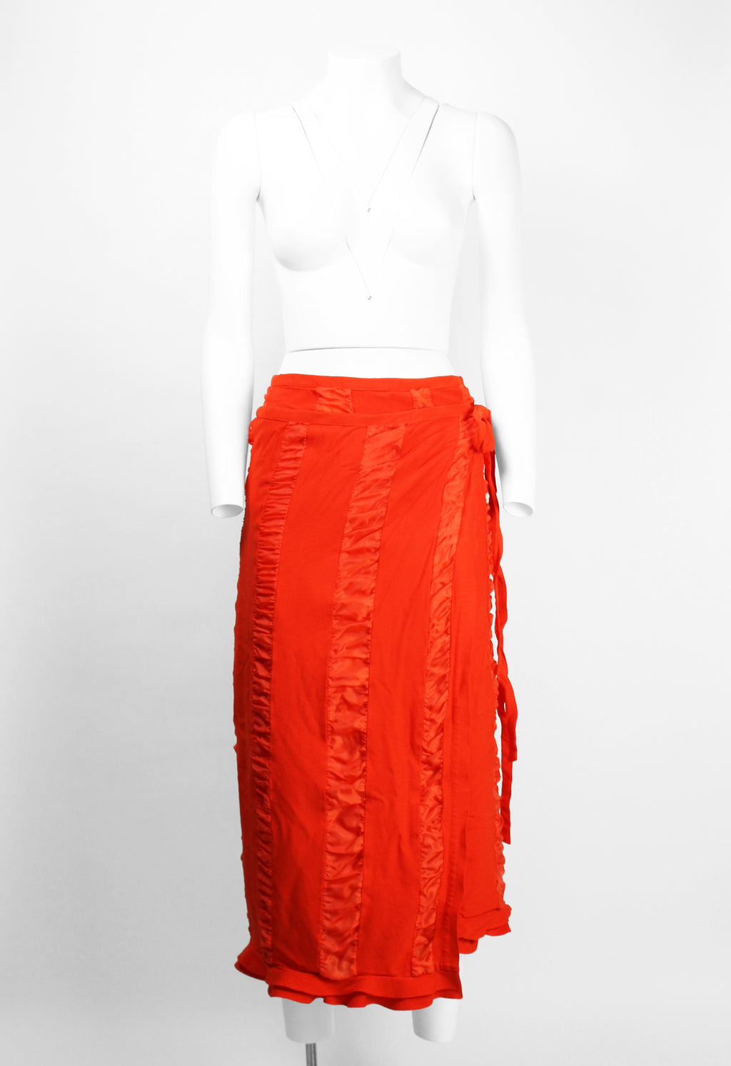 COMME DES GARCONS ROBE DE CHAMBRE 1999 RED PANELLED WRAP SKIRT