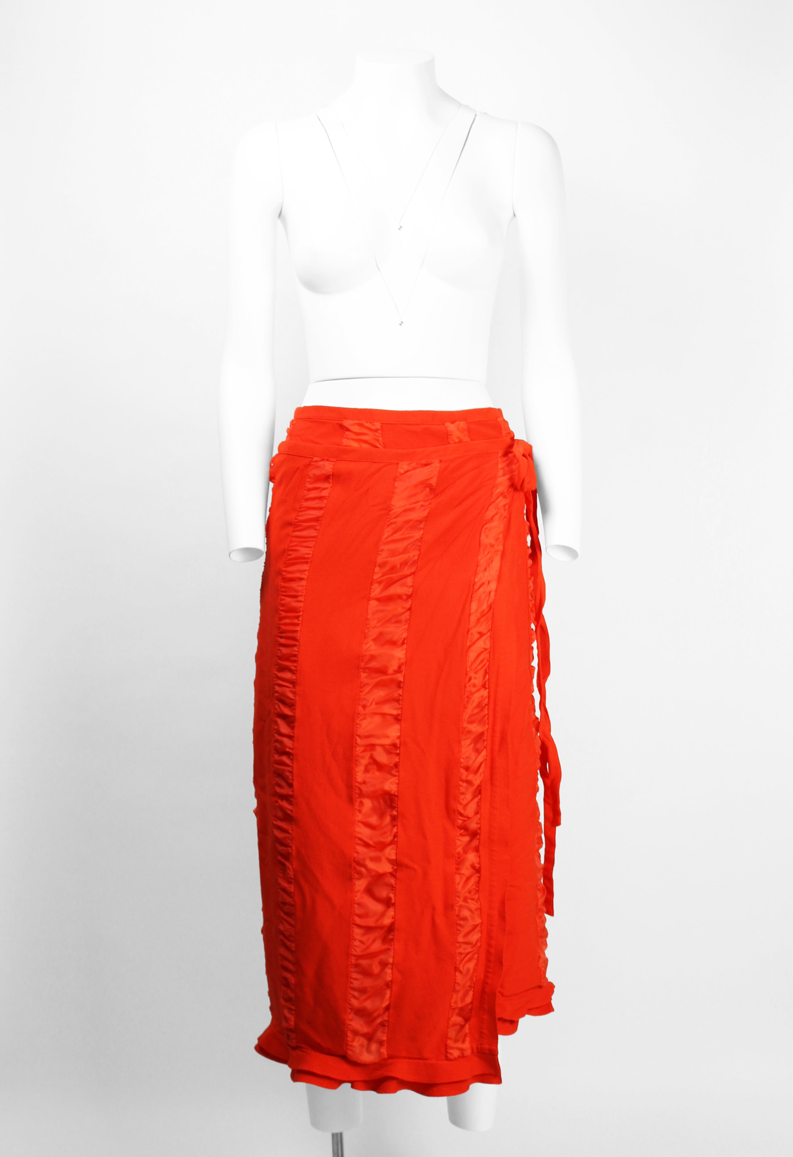 COMME DES GARCONS ROBE DE CHAMBRE 1999 RED PANELLED WRAP SKIRT