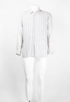 COMME DES GARCONS SHIRT STRIPED RECONSTRUCTED FRAYED RAYON SHIRT