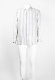 COMME DES GARCONS SHIRT STRIPED RECONSTRUCTED FRAYED RAYON SHIRT