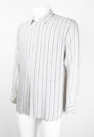 COMME DES GARCONS SHIRT STRIPED RECONSTRUCTED FRAYED RAYON SHIRT