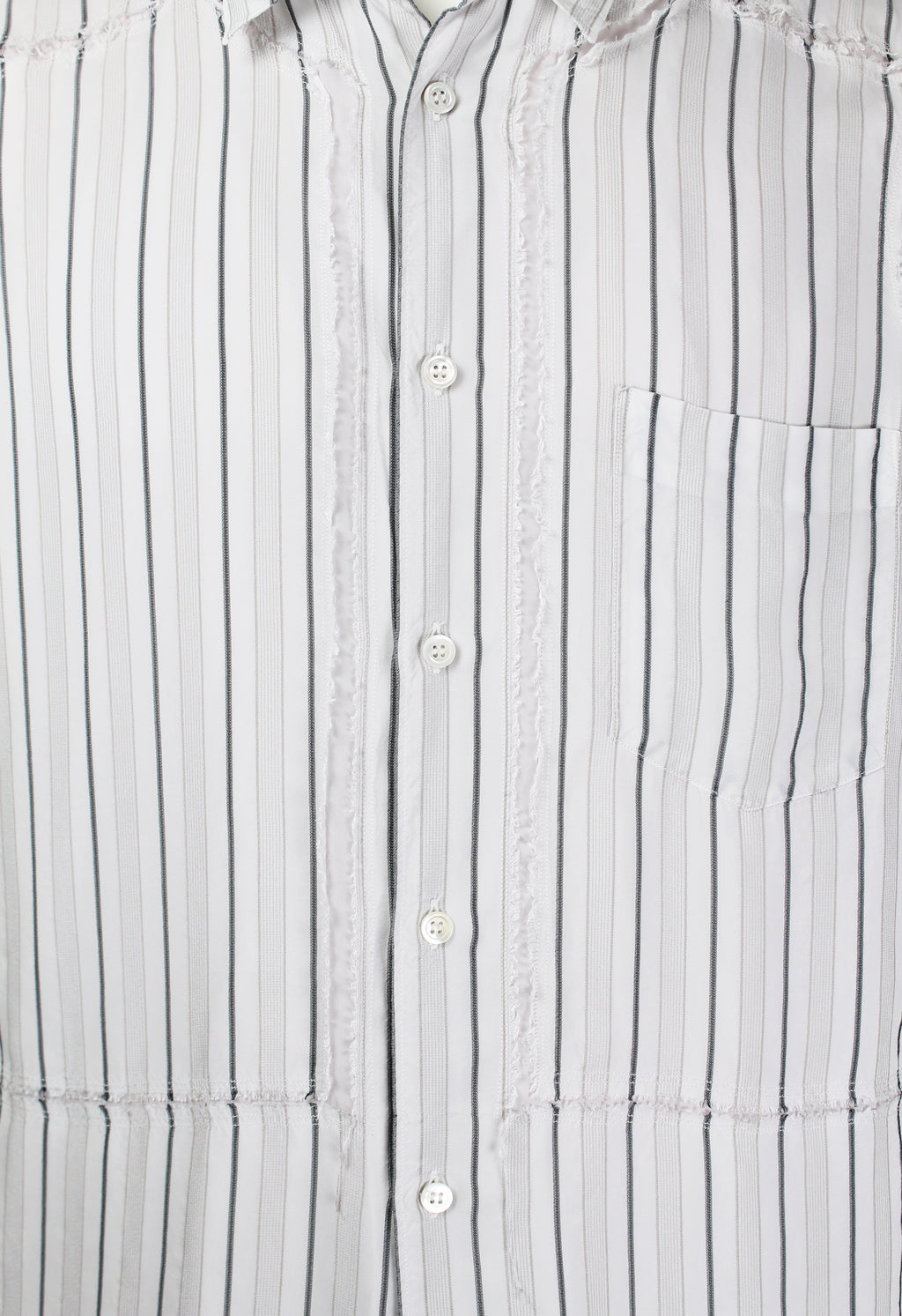 COMME DES GARCONS SHIRT STRIPED RECONSTRUCTED FRAYED RAYON SHIRT