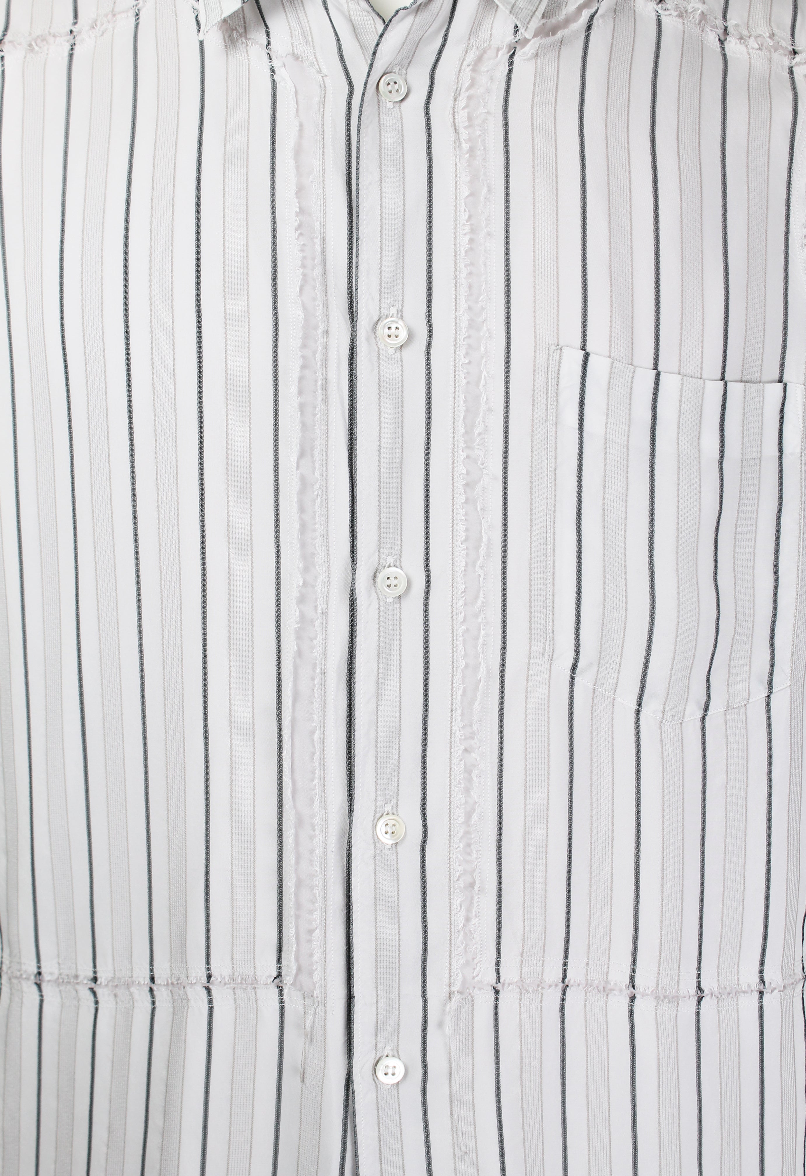 COMME DES GARCONS SHIRT STRIPED RECONSTRUCTED FRAYED RAYON SHIRT