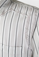 COMME DES GARCONS SHIRT STRIPED RECONSTRUCTED FRAYED RAYON SHIRT