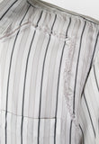 COMME DES GARCONS SHIRT STRIPED RECONSTRUCTED FRAYED RAYON SHIRT