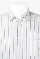 COMME DES GARCONS SHIRT STRIPED RECONSTRUCTED FRAYED RAYON SHIRT