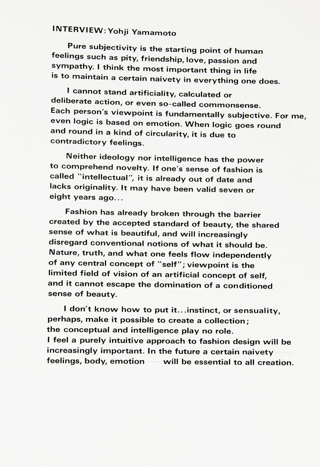 COMME DES GARCONS SIX NUMBER 1 1988