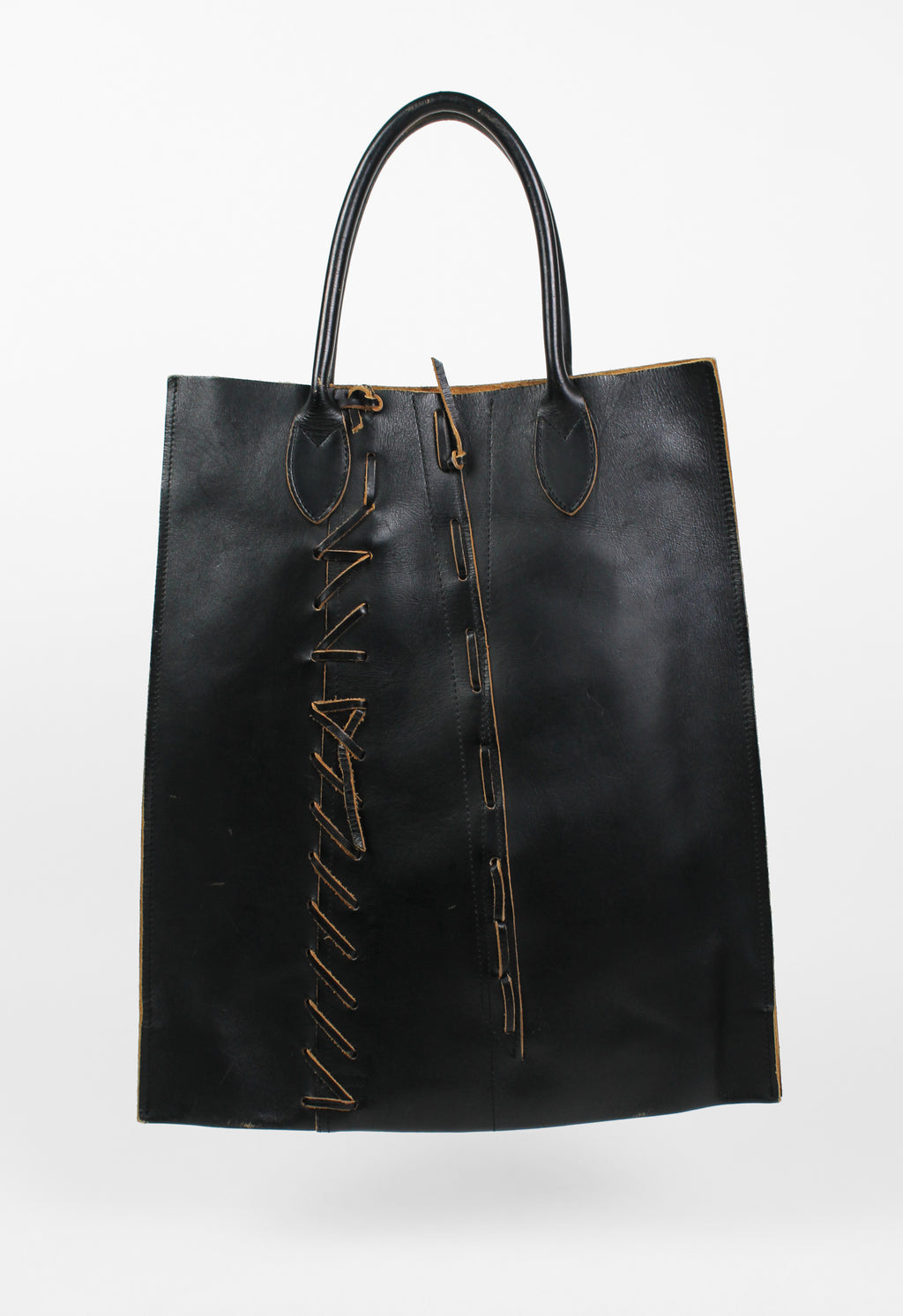 COMME DES GARCONS SS 2005 PUNK BALLERINA BLACK LACE UP LEATHER BAG