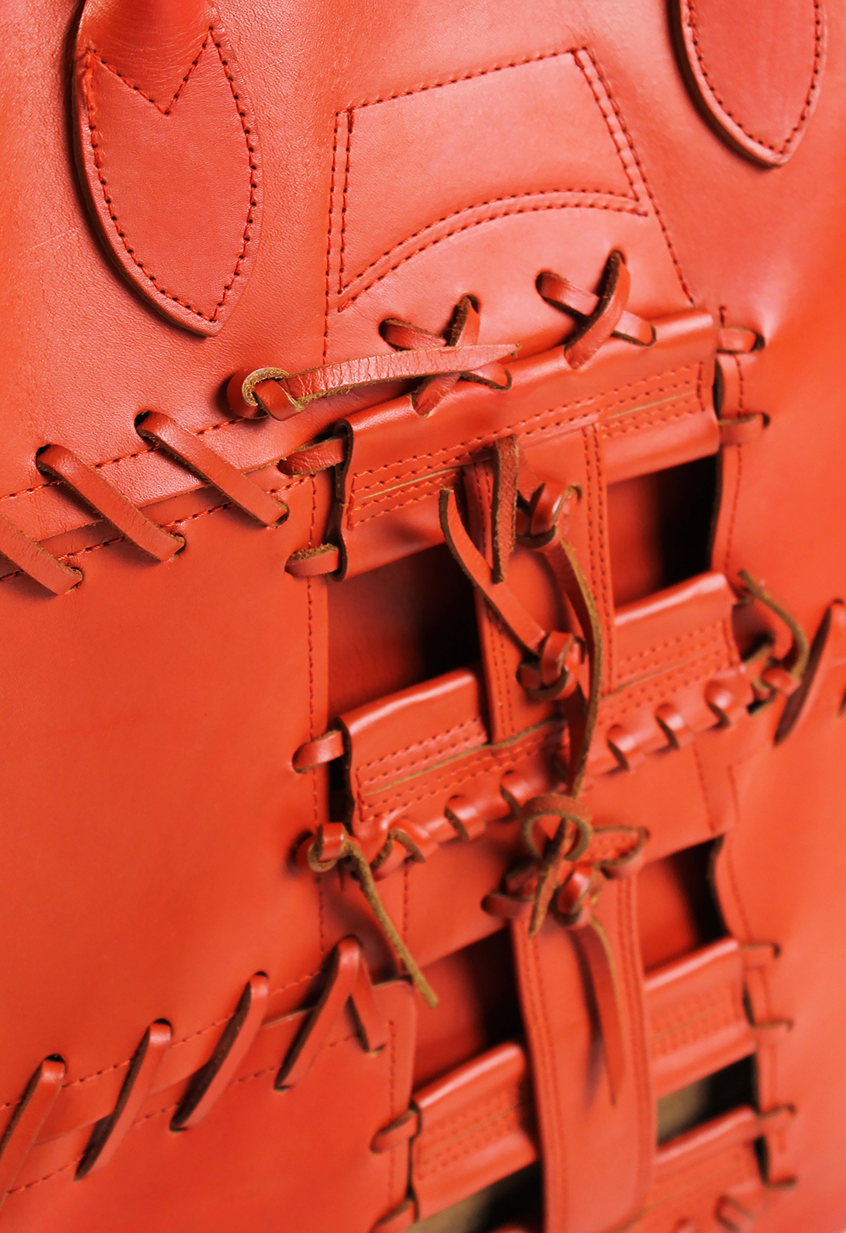 COMME DES GARCONS SS 2005 PUNK BALLERINA LACE UP LEATHER BAG