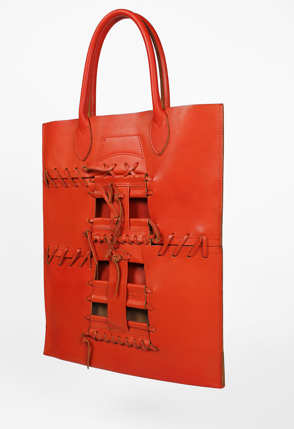 COMME DES GARCONS SS 2005 PUNK BALLERINA LACE UP LEATHER BAG