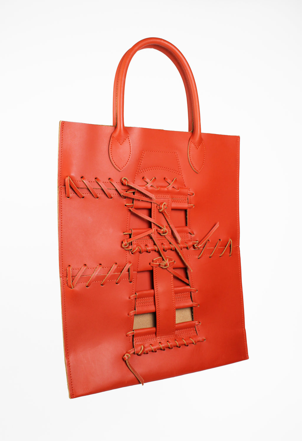 COMME DES GARCONS SS 2005 PUNK BALLERINA LACE UP LEATHER BAG