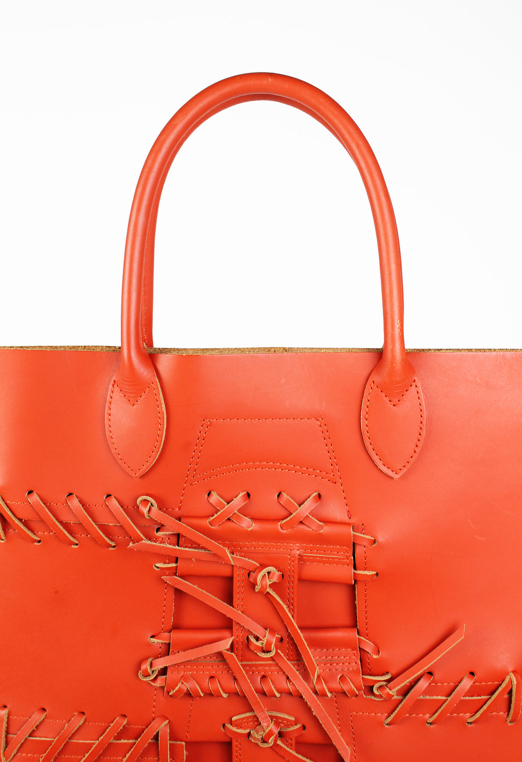 COMME DES GARCONS SS 2005 PUNK BALLERINA LACE UP LEATHER BAG