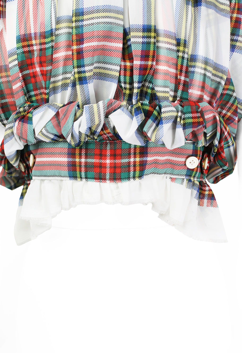 COMME DES GARCONS SS 2006 SHEER GATHERED TARTAN TOP