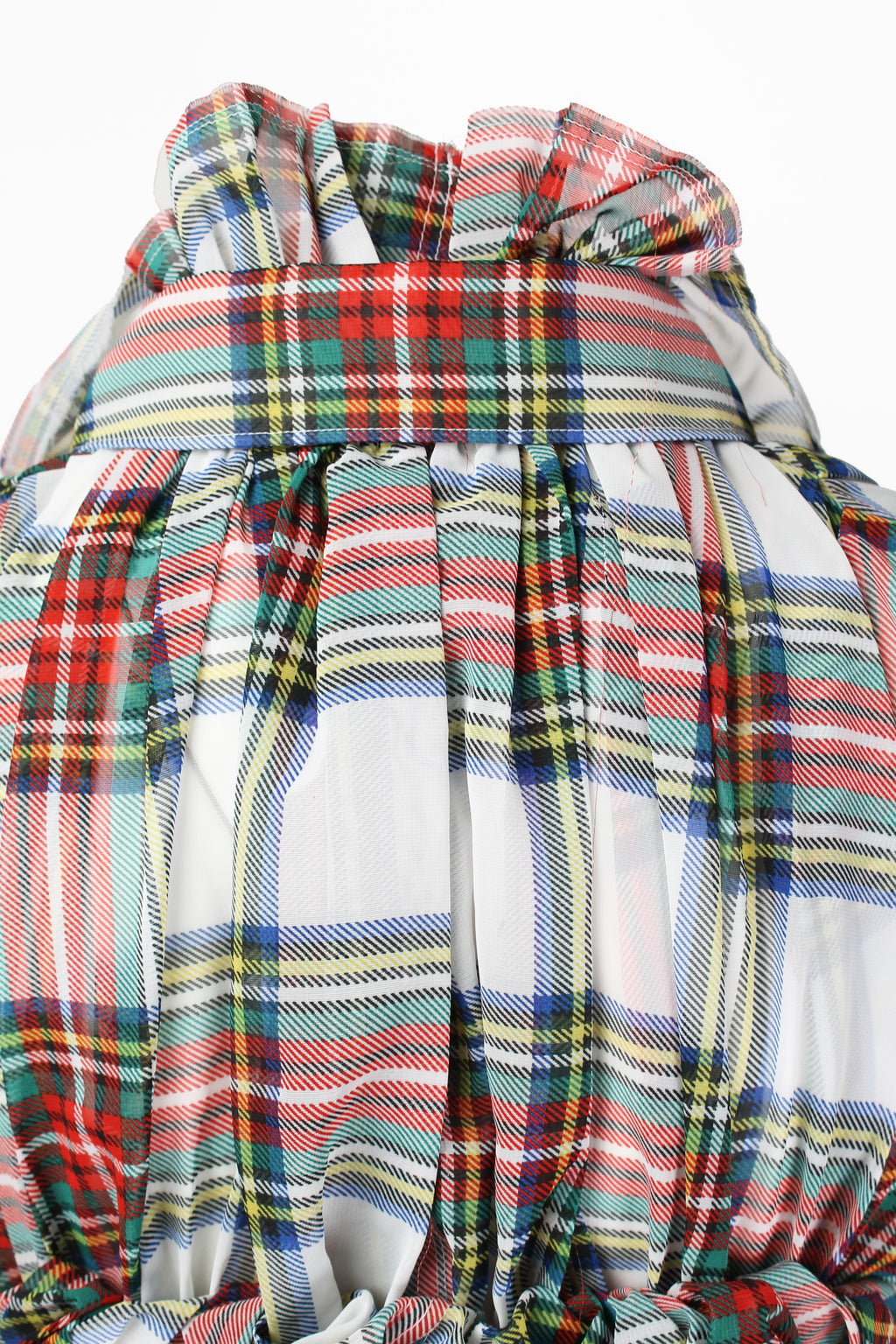 COMME DES GARCONS SS 2006 SHEER GATHERED TARTAN TOP