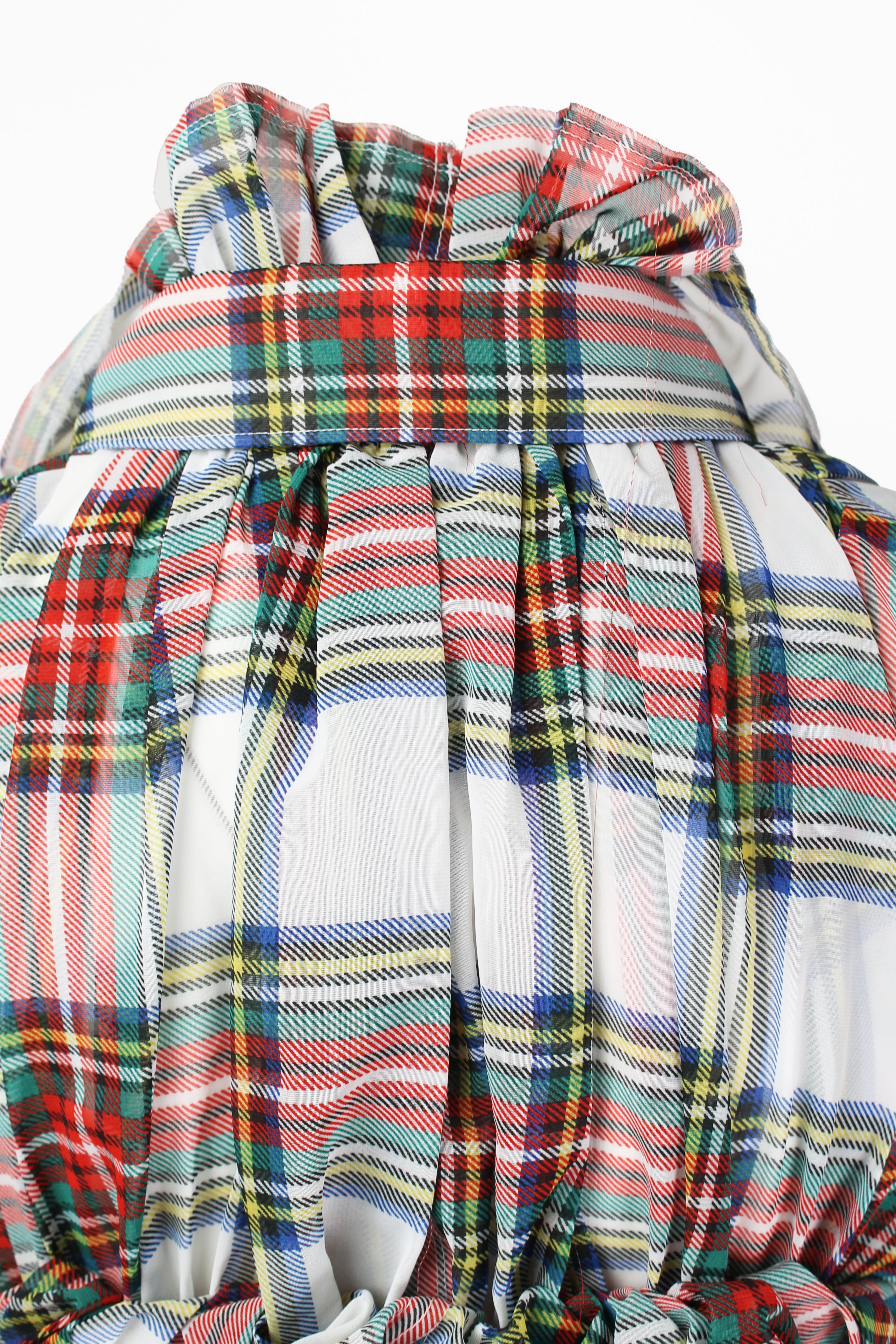 COMME DES GARCONS SS 2006 SHEER GATHERED TARTAN TOP
