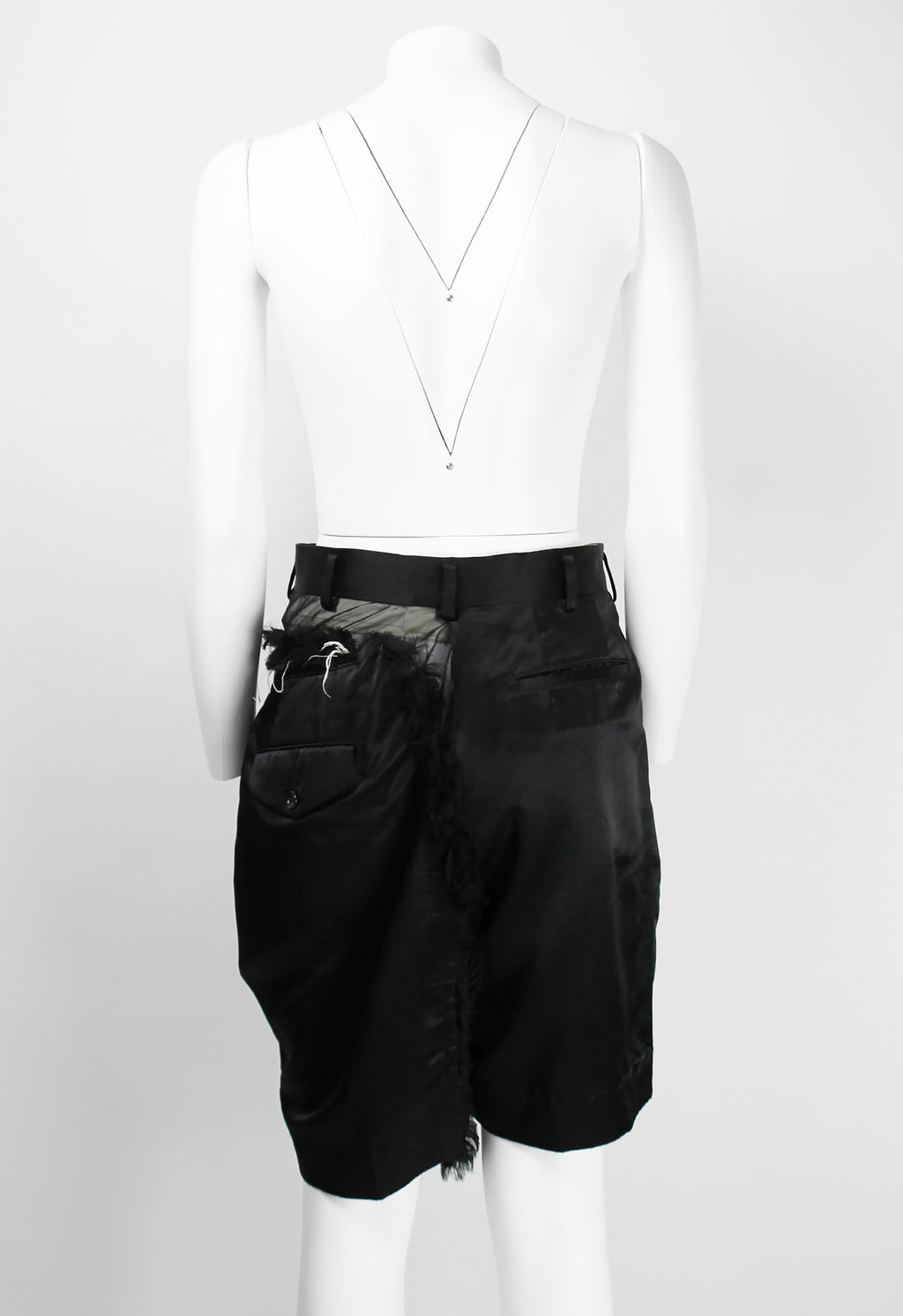 COMME DES GARCONS SS 2007 RECONSTRUCTED SILK AND FRILLED MESH SHORTS