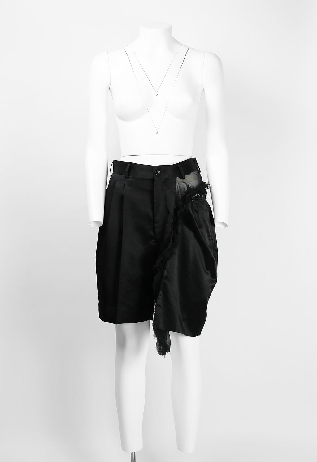 COMME DES GARCONS SS 2007 RECONSTRUCTED SILK AND FRILLED MESH SHORTS