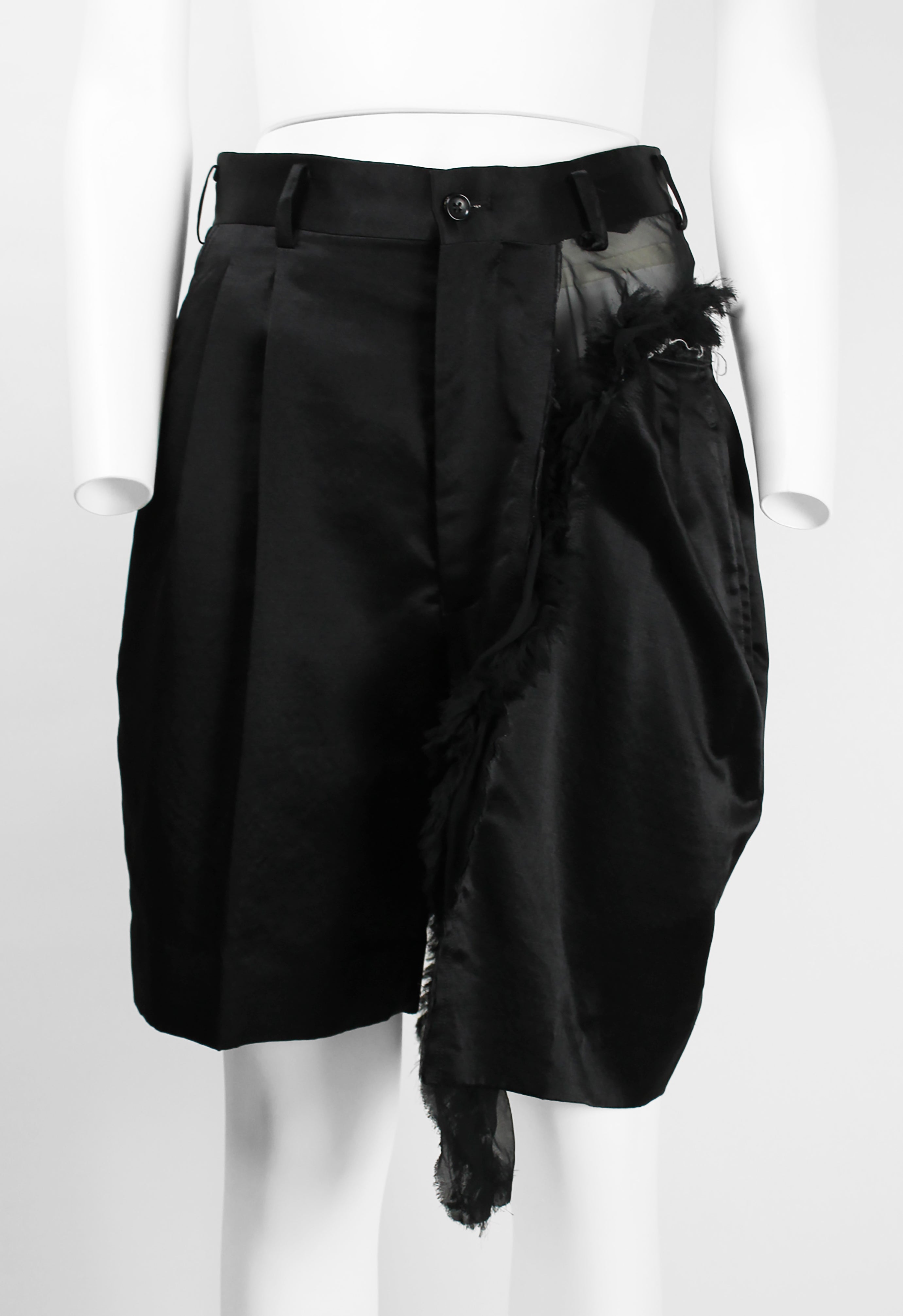 COMME DES GARCONS SS 2007 RECONSTRUCTED SILK AND FRILLED MESH SHORTS