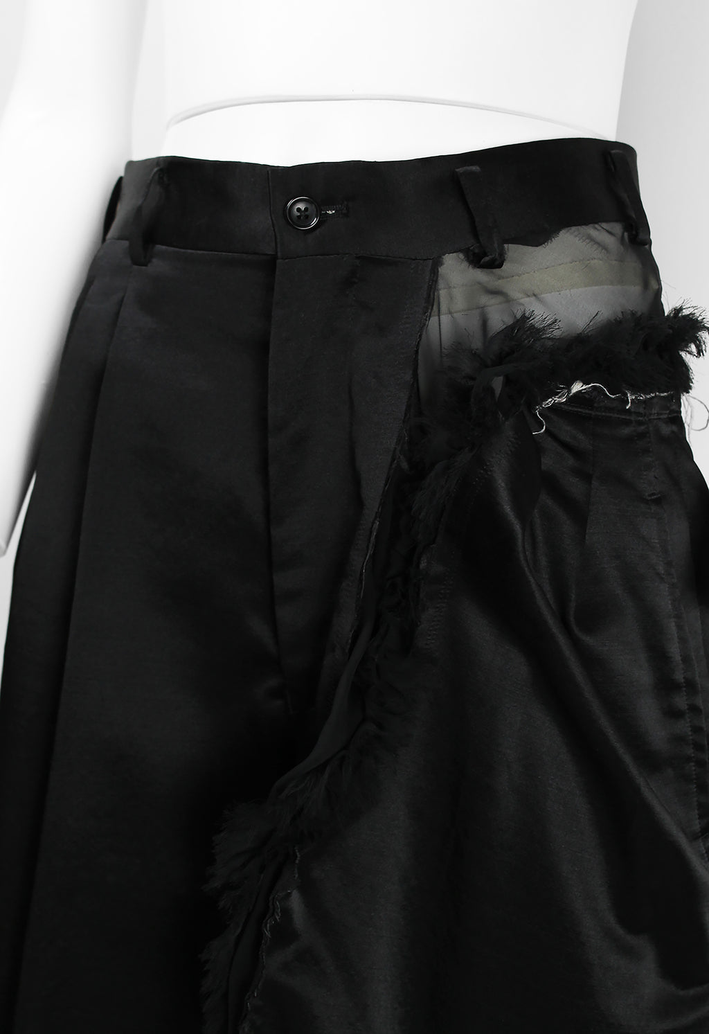 COMME DES GARCONS SS 2007 RECONSTRUCTED SILK AND FRILLED MESH SHORTS