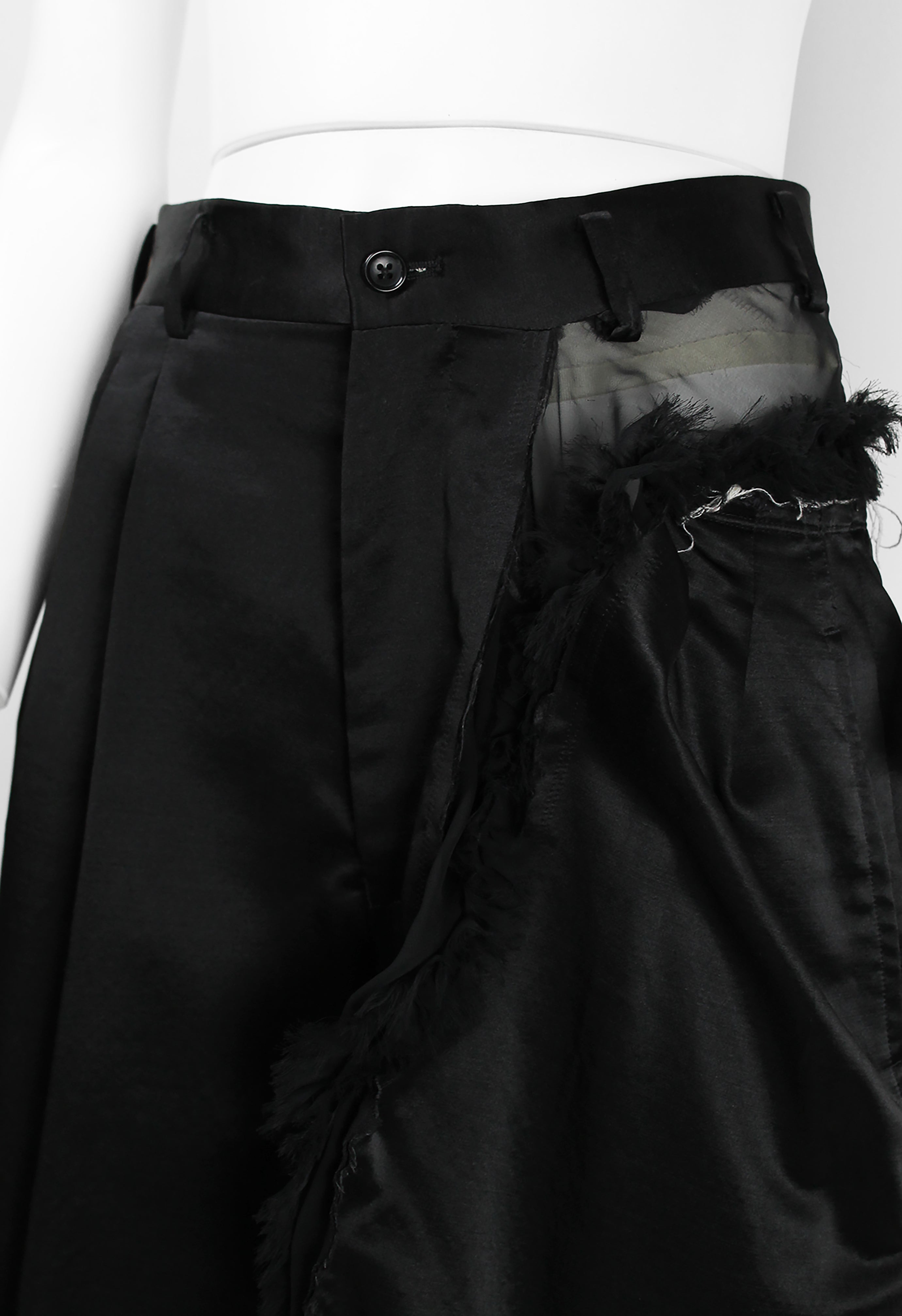 COMME DES GARCONS SS 2007 RECONSTRUCTED SILK AND FRILLED MESH SHORTS
