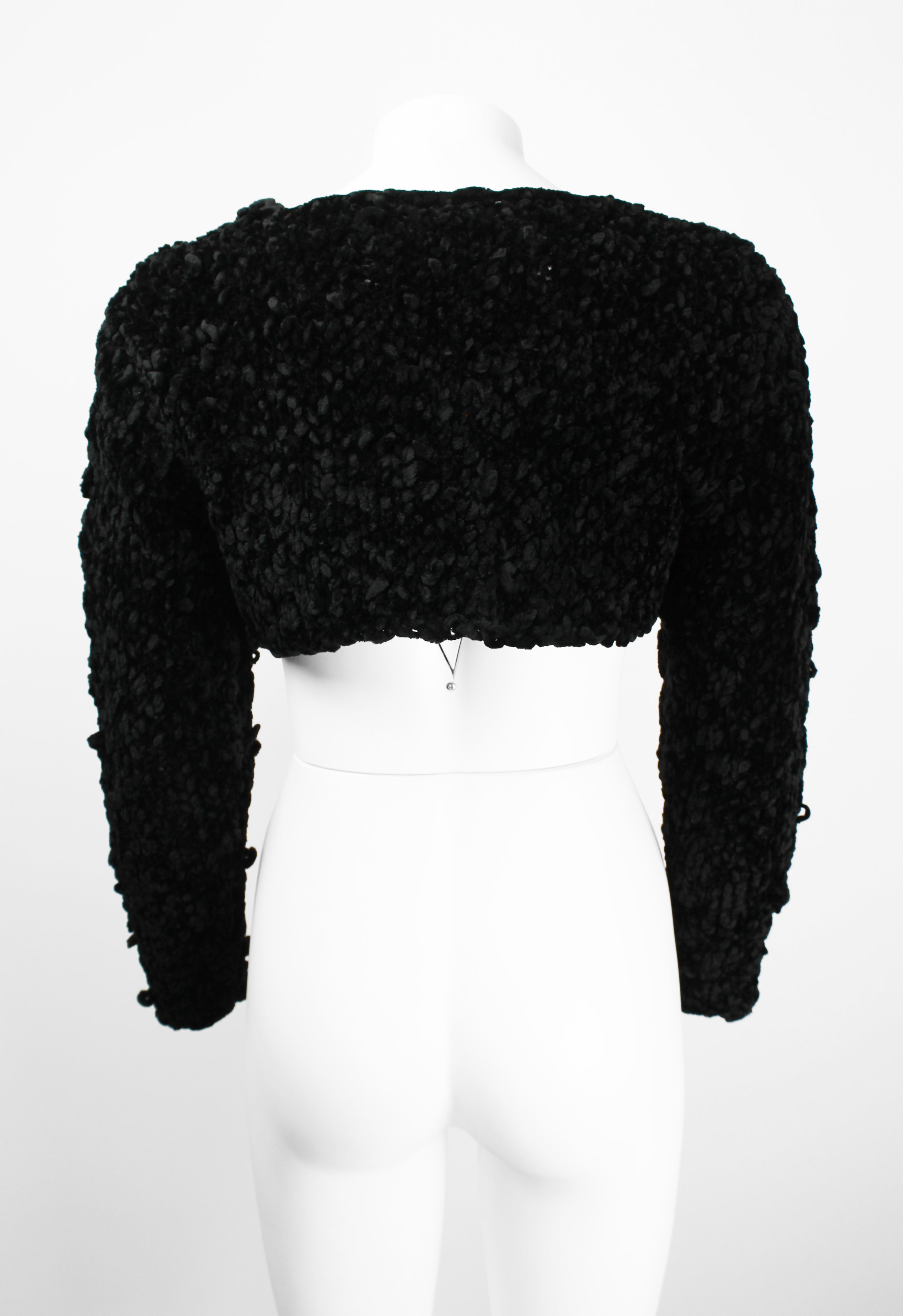 COMME DES GARCONS TRICOT 1980'S CROPPED VELOUR CARDIGAN
