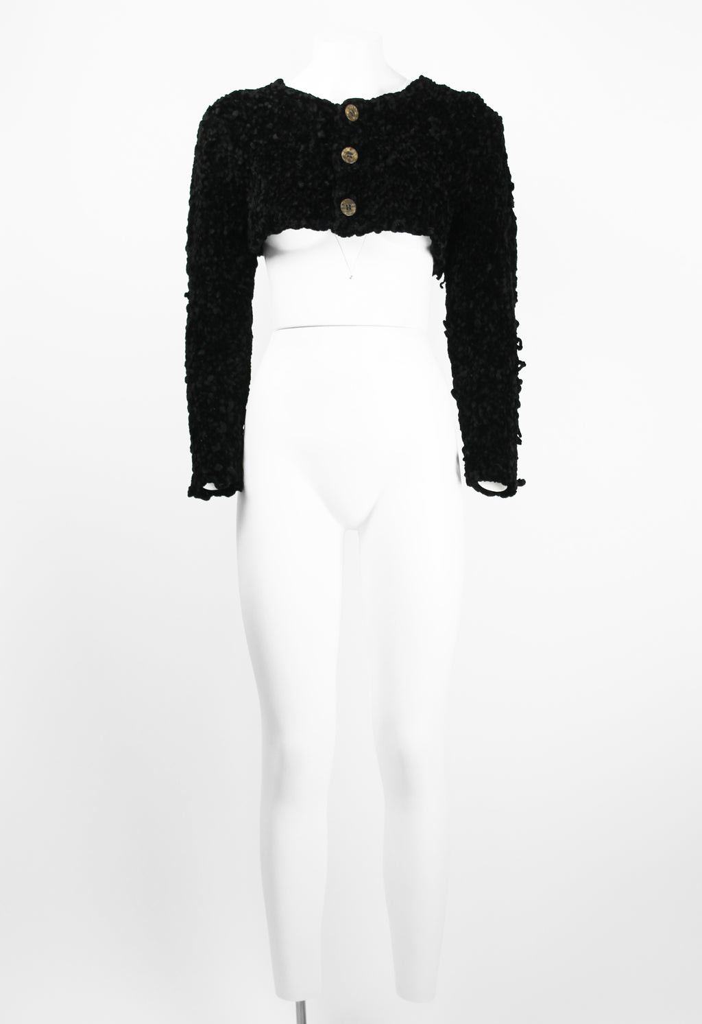 COMME DES GARCONS TRICOT 1980'S CROPPED VELOUR CARDIGAN