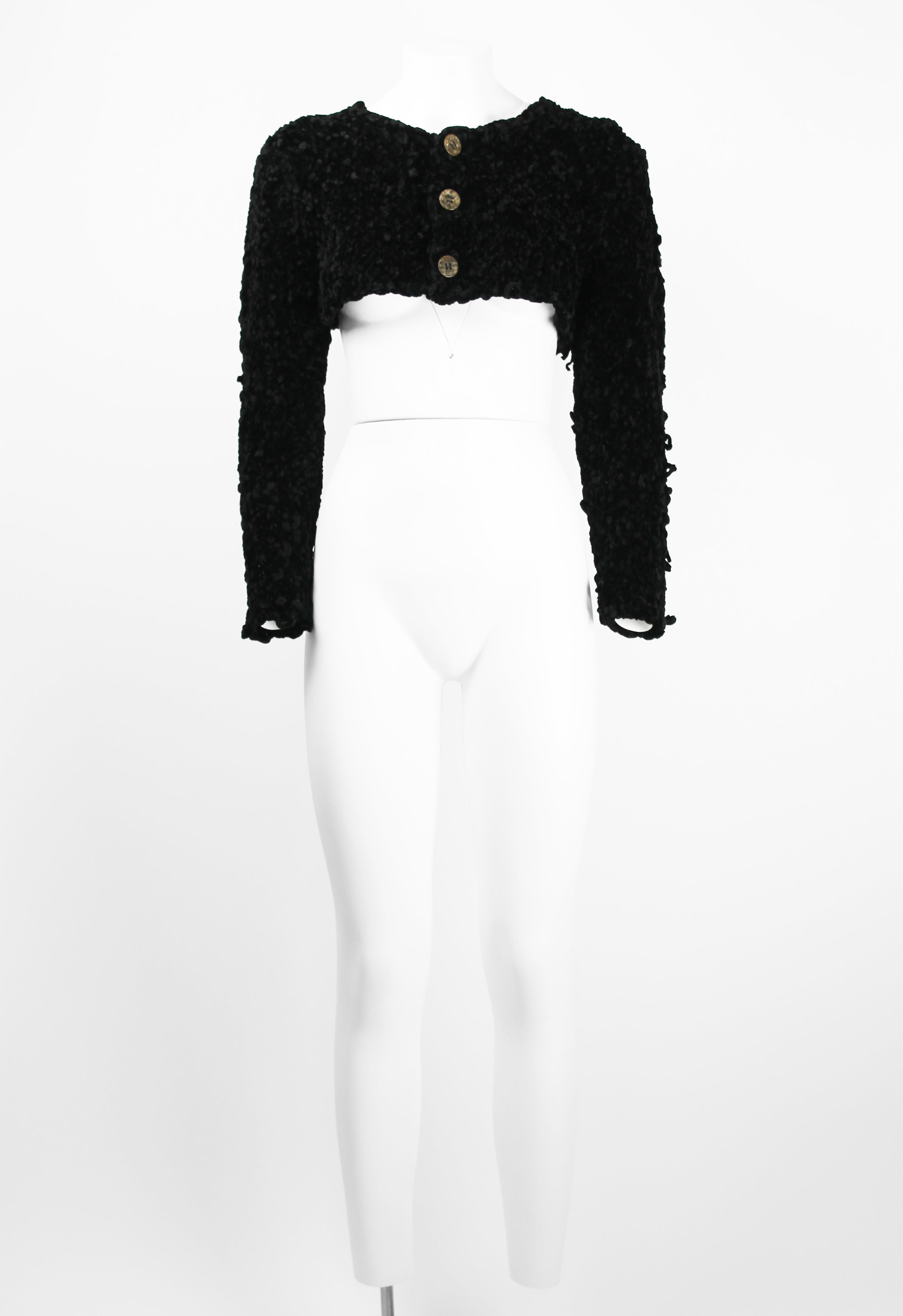 COMME DES GARCONS TRICOT 1980'S CROPPED VELOUR CARDIGAN