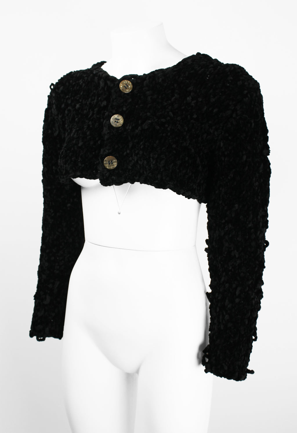 COMME DES GARCONS TRICOT 1980'S CROPPED VELOUR CARDIGAN