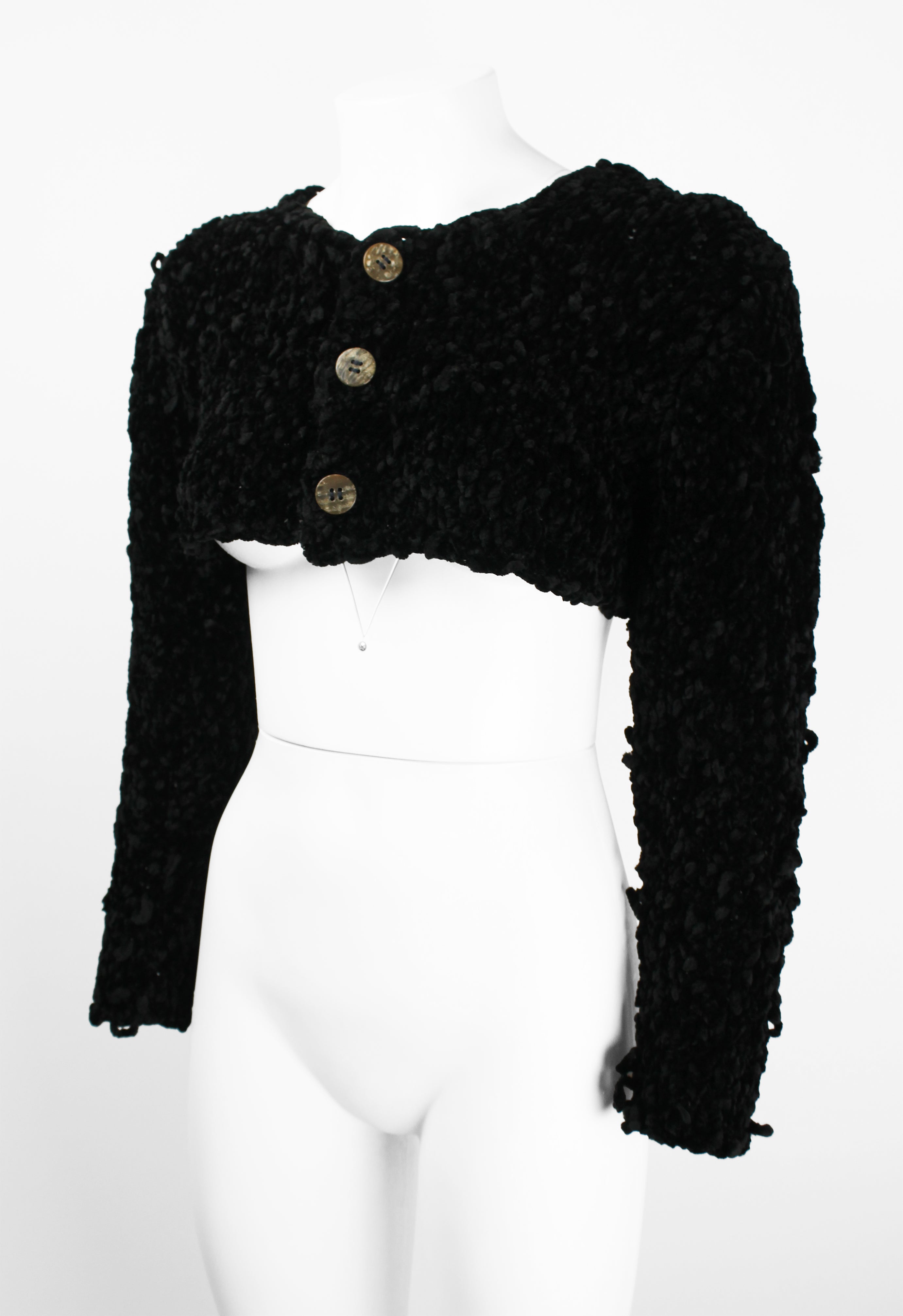 COMME DES GARCONS TRICOT 1980'S CROPPED VELOUR CARDIGAN