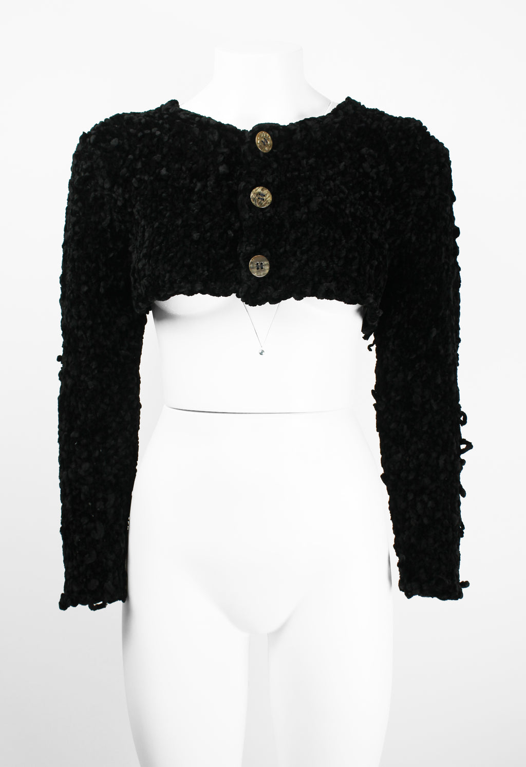 COMME DES GARCONS TRICOT 1980'S CROPPED VELOUR CARDIGAN