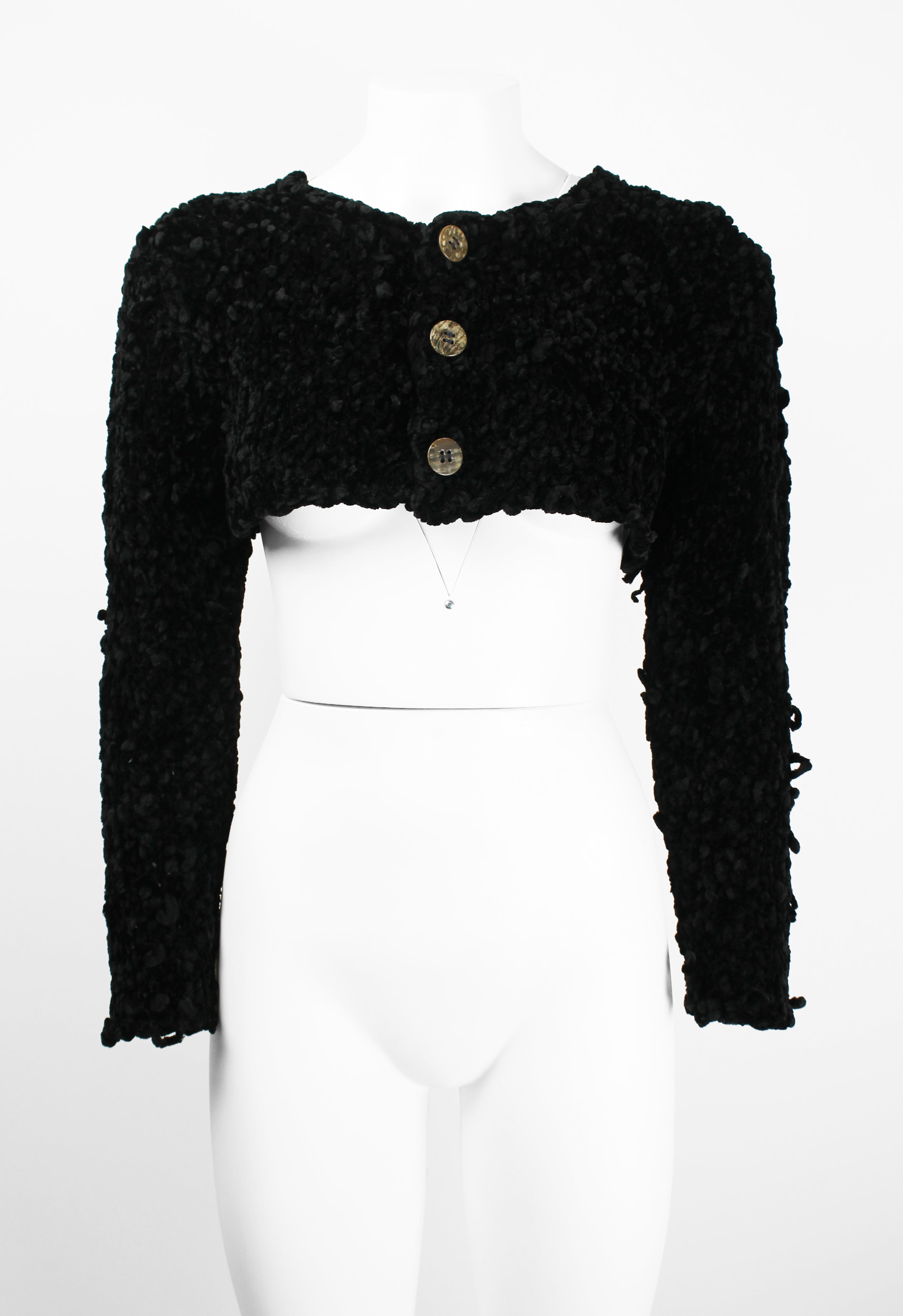 COMME DES GARCONS TRICOT 1980'S CROPPED VELOUR CARDIGAN
