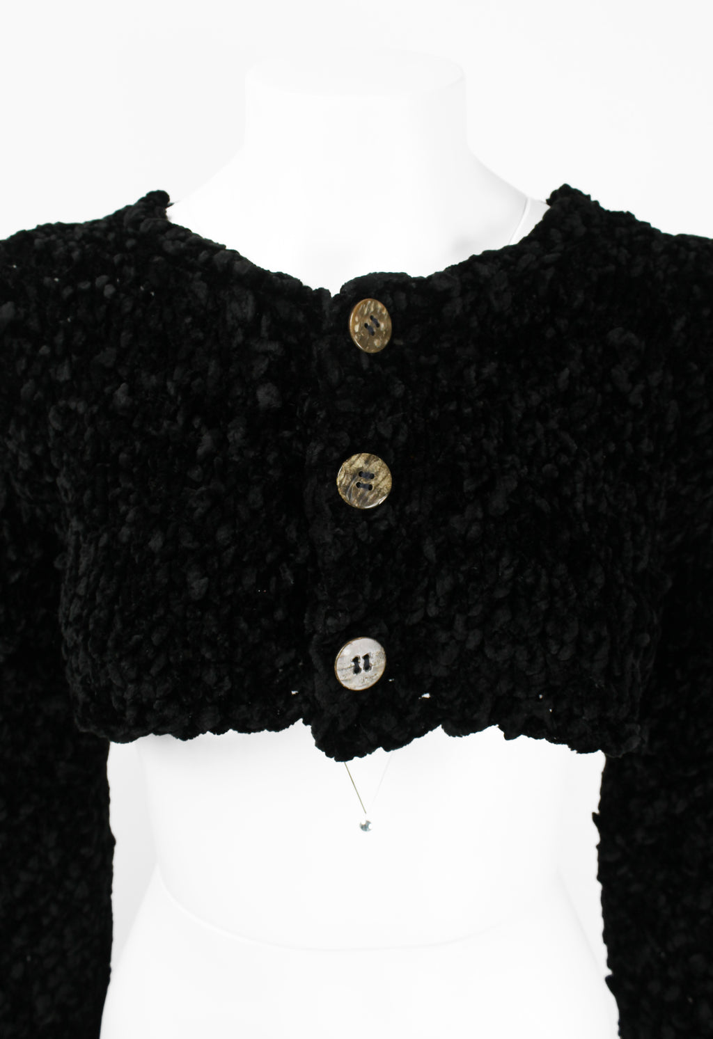 COMME DES GARCONS TRICOT 1980'S CROPPED VELOUR CARDIGAN