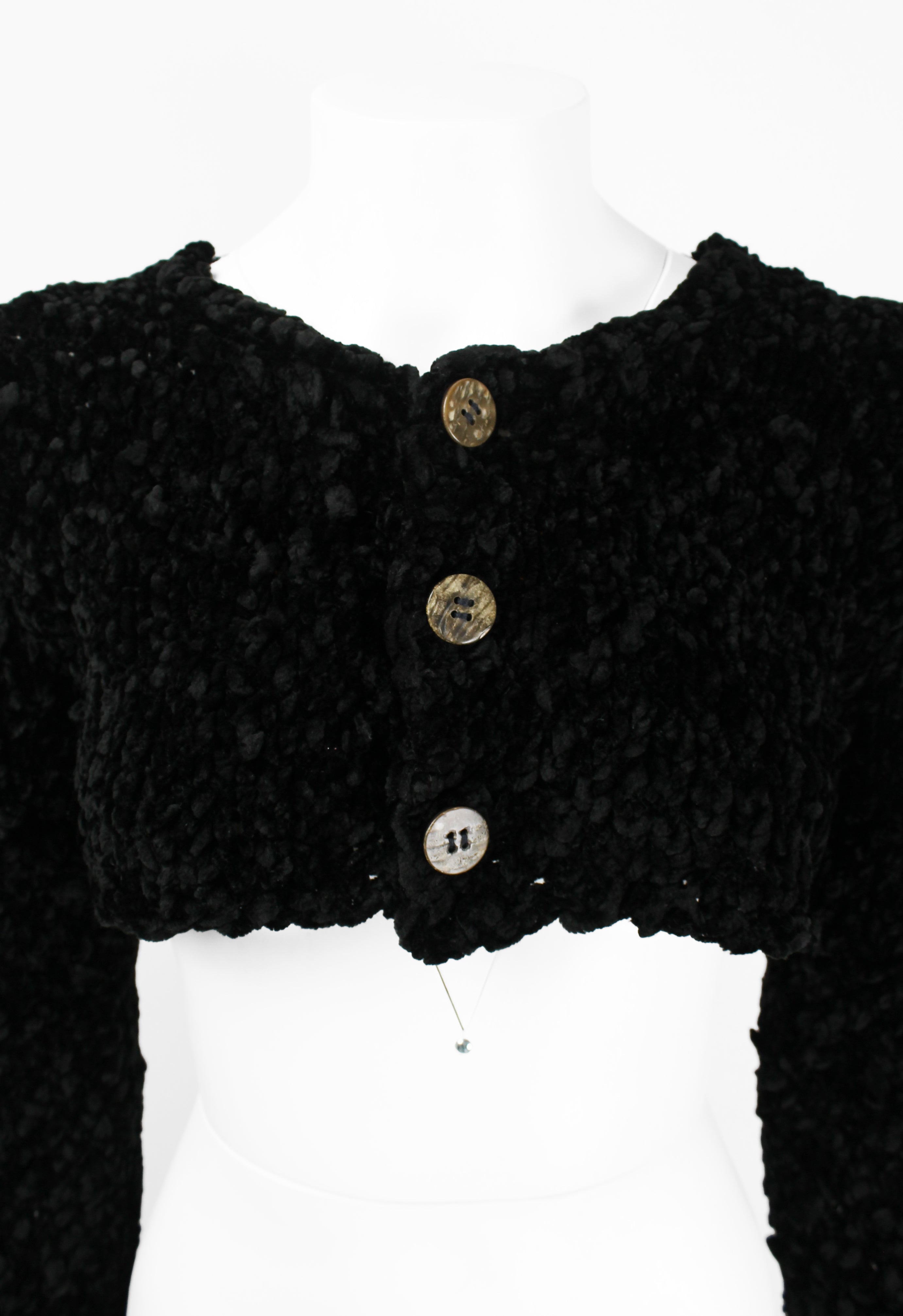 COMME DES GARCONS TRICOT 1980'S CROPPED VELOUR CARDIGAN
