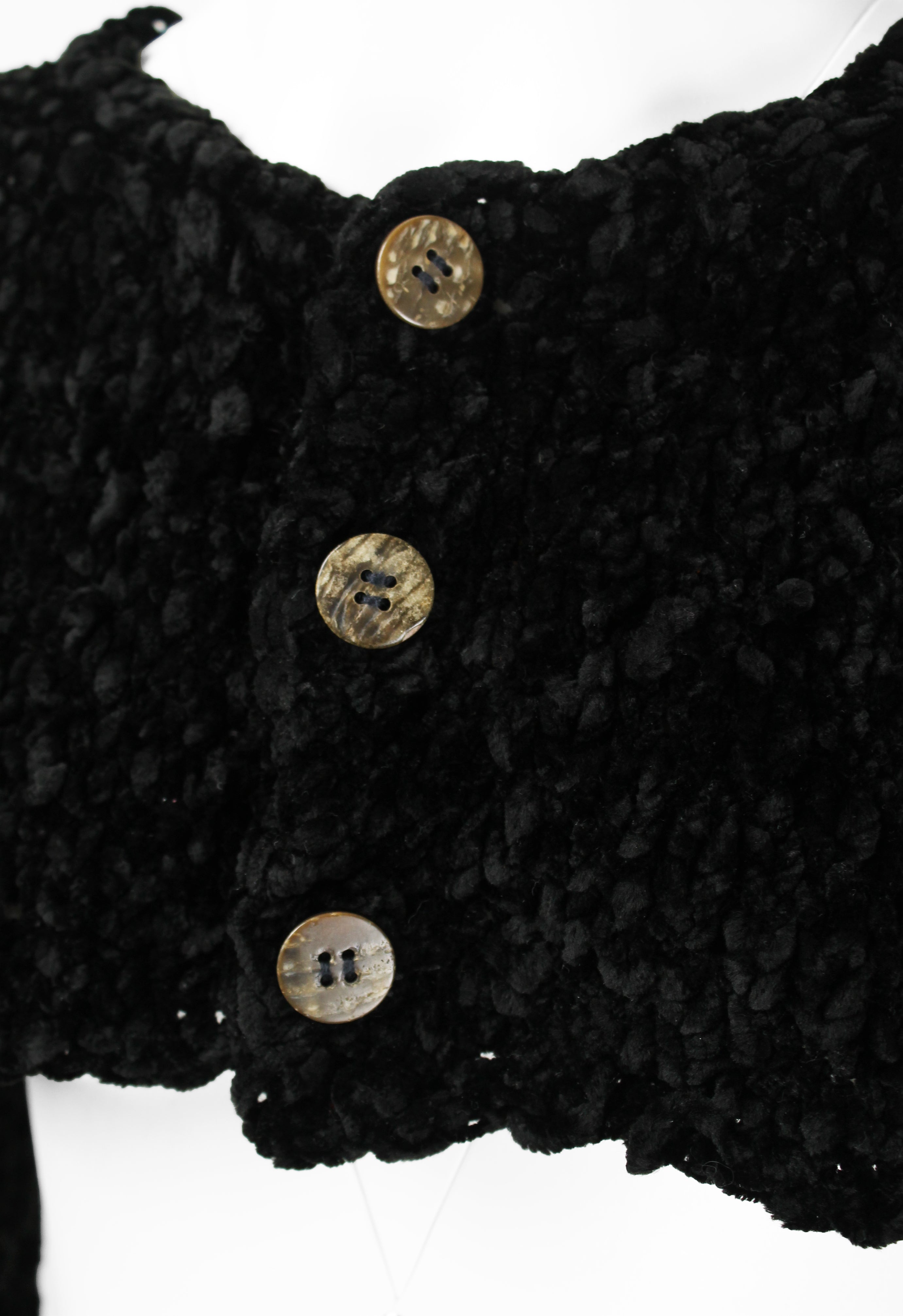COMME DES GARCONS TRICOT 1980'S CROPPED VELOUR CARDIGAN