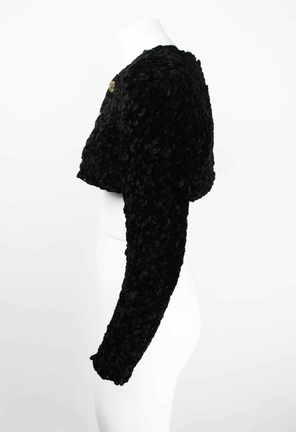 COMME DES GARCONS TRICOT 1980'S CROPPED VELOUR CARDIGAN