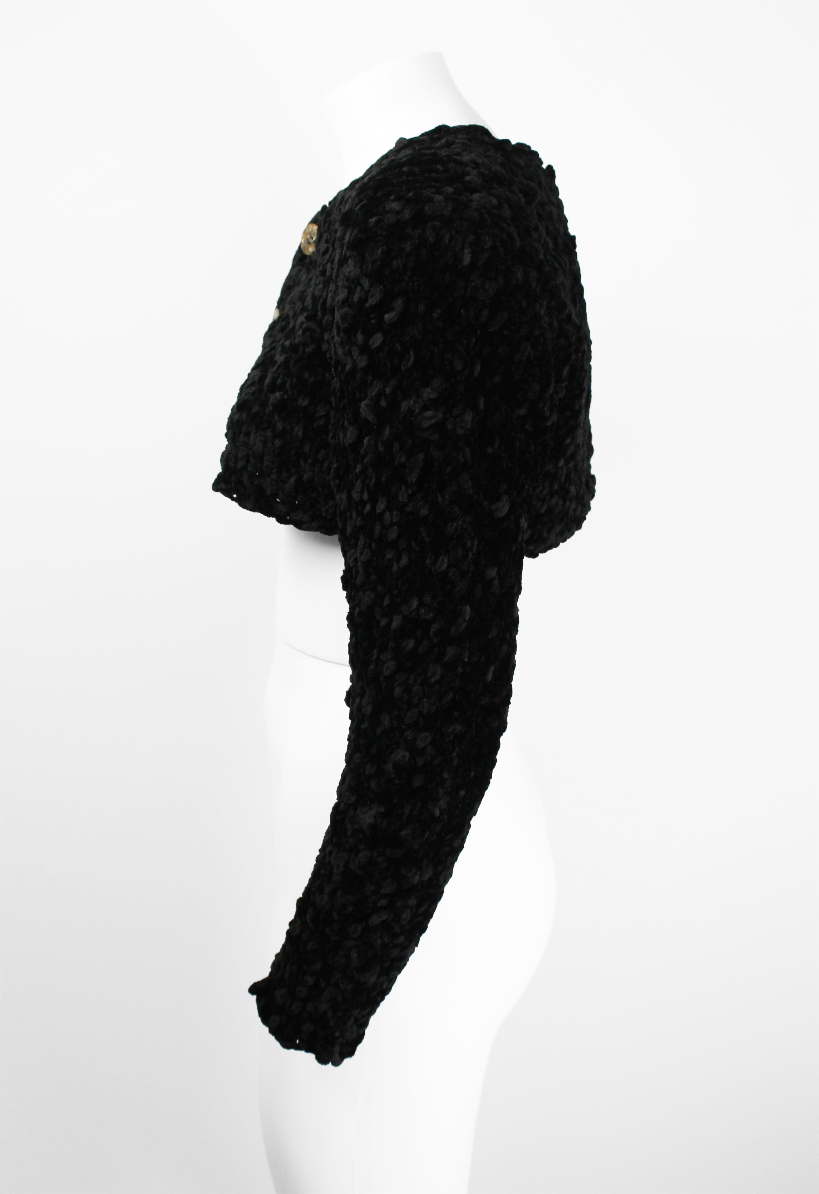 COMME DES GARCONS TRICOT 1980'S CROPPED VELOUR CARDIGAN