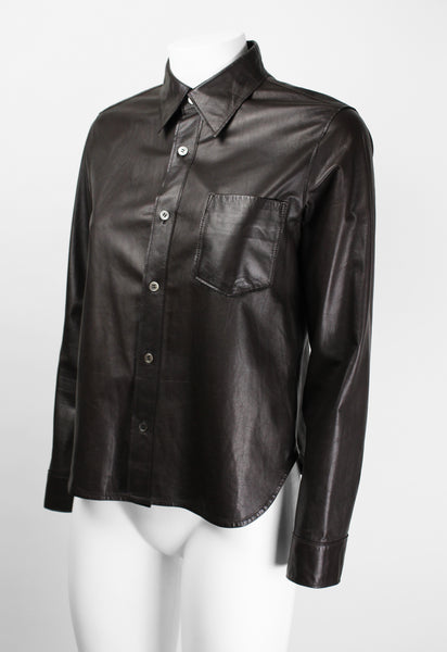 COMME DES GARCONS TRICOT 2002 BROWN LEATHER SHIRT