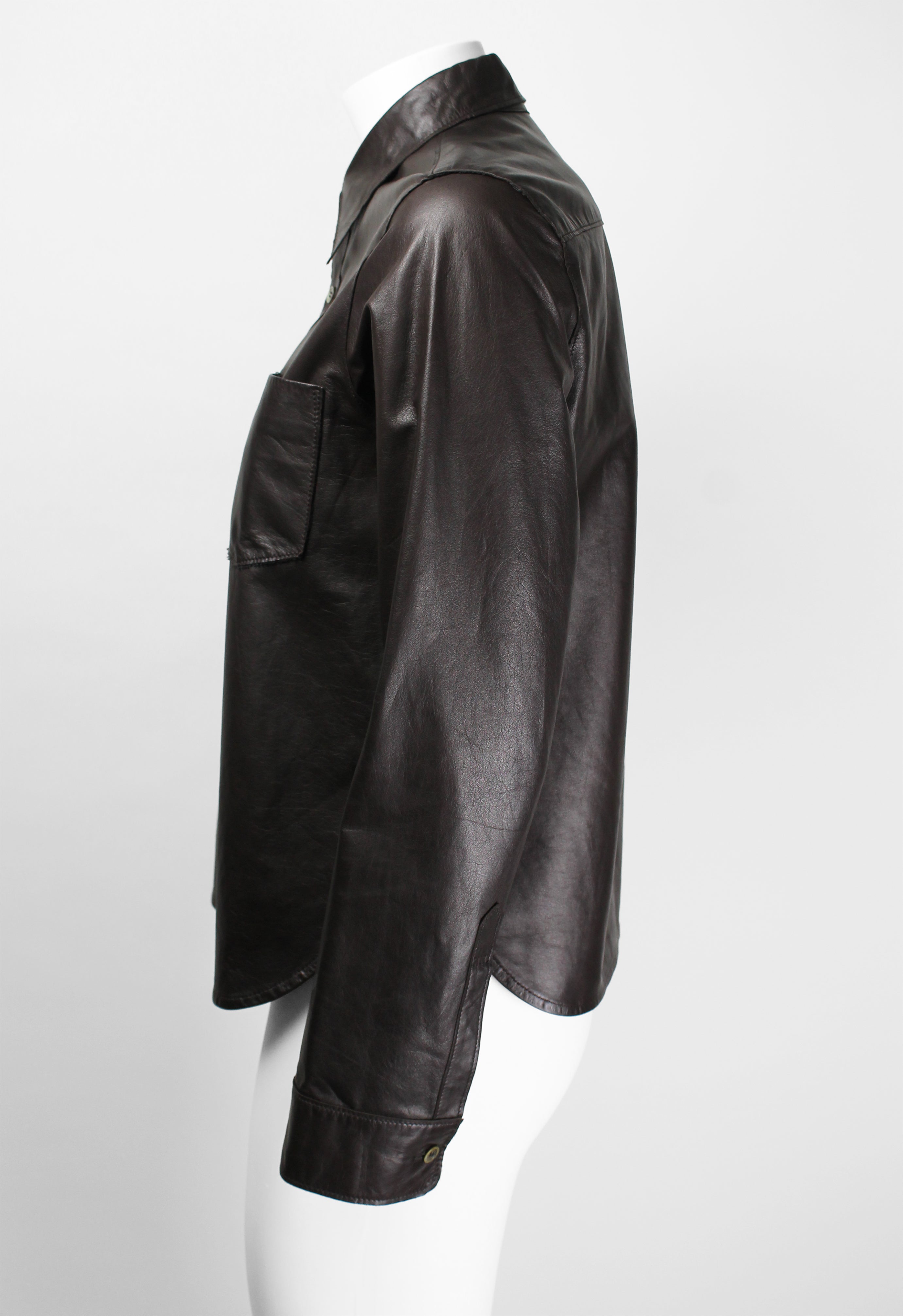 COMME DES GARCONS TRICOT 2002 BROWN LEATHER SHIRT – THE 543