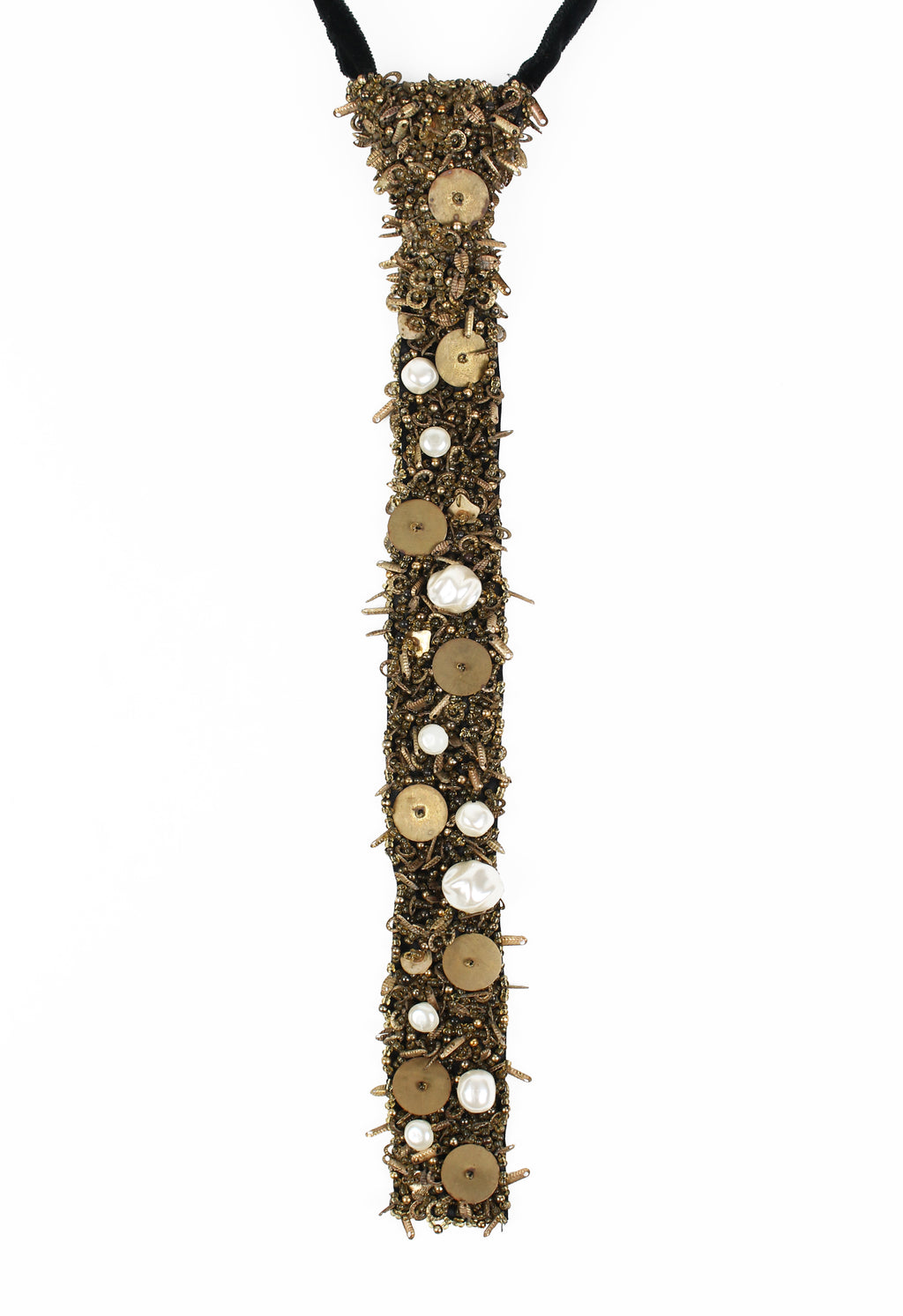 COMME DES GARCONS TRICOT PEARL BEADED EMBELLISHED TIE