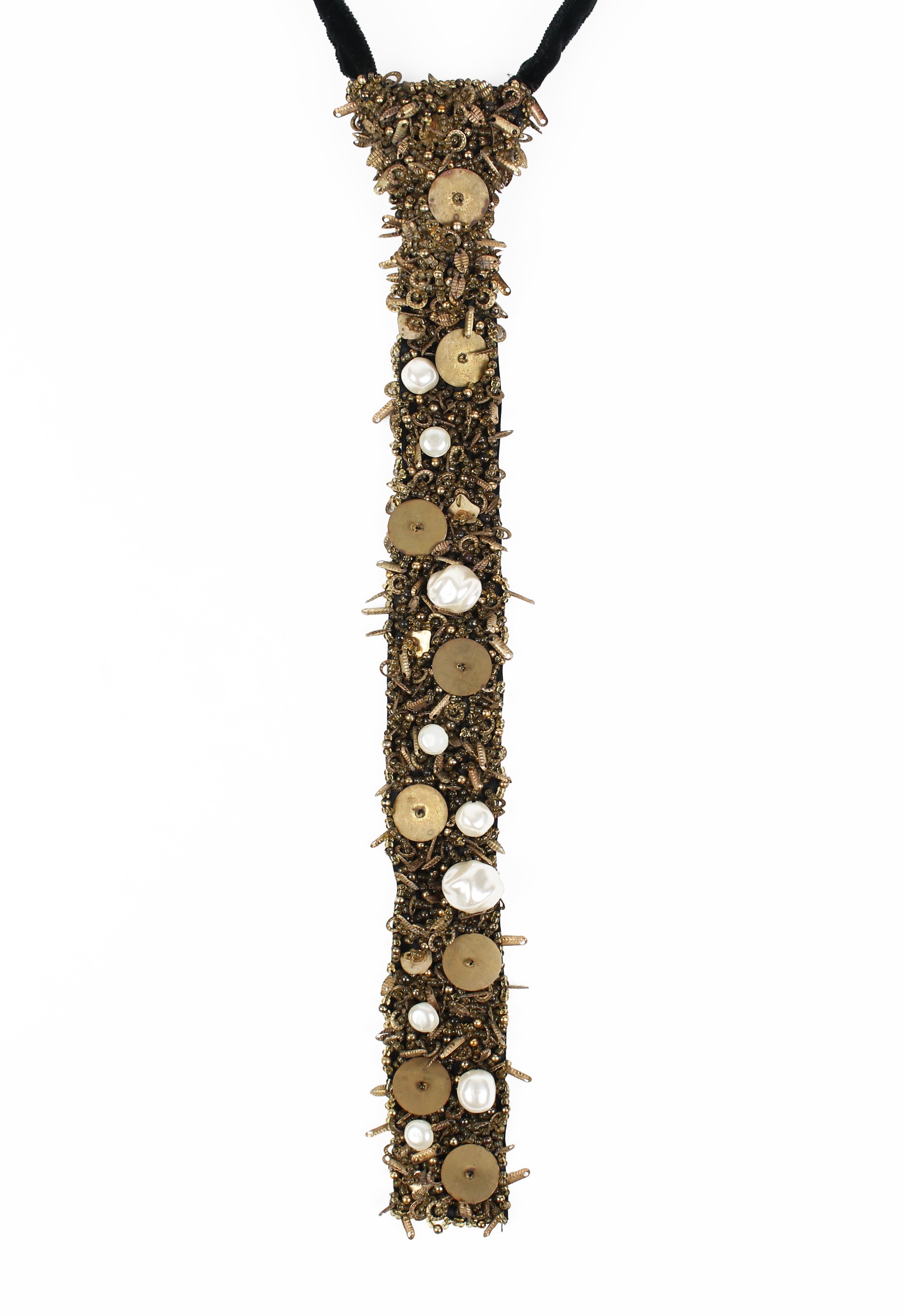 COMME DES GARCONS TRICOT PEARL BEADED EMBELLISHED TIE