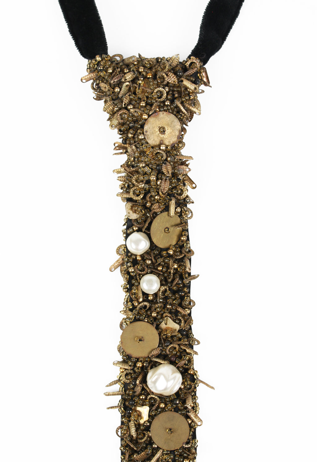 COMME DES GARCONS TRICOT PEARL BEADED EMBELLISHED TIE