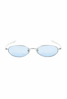 COURRÈGES 2000'S SILVER AND BLUE OVAL SUNGLASSES