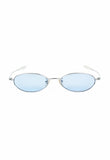 COURRÈGES 2000'S SILVER AND BLUE OVAL SUNGLASSES