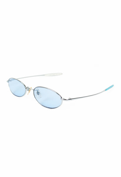 COURRÈGES 2000'S SILVER AND BLUE OVAL SUNGLASSES