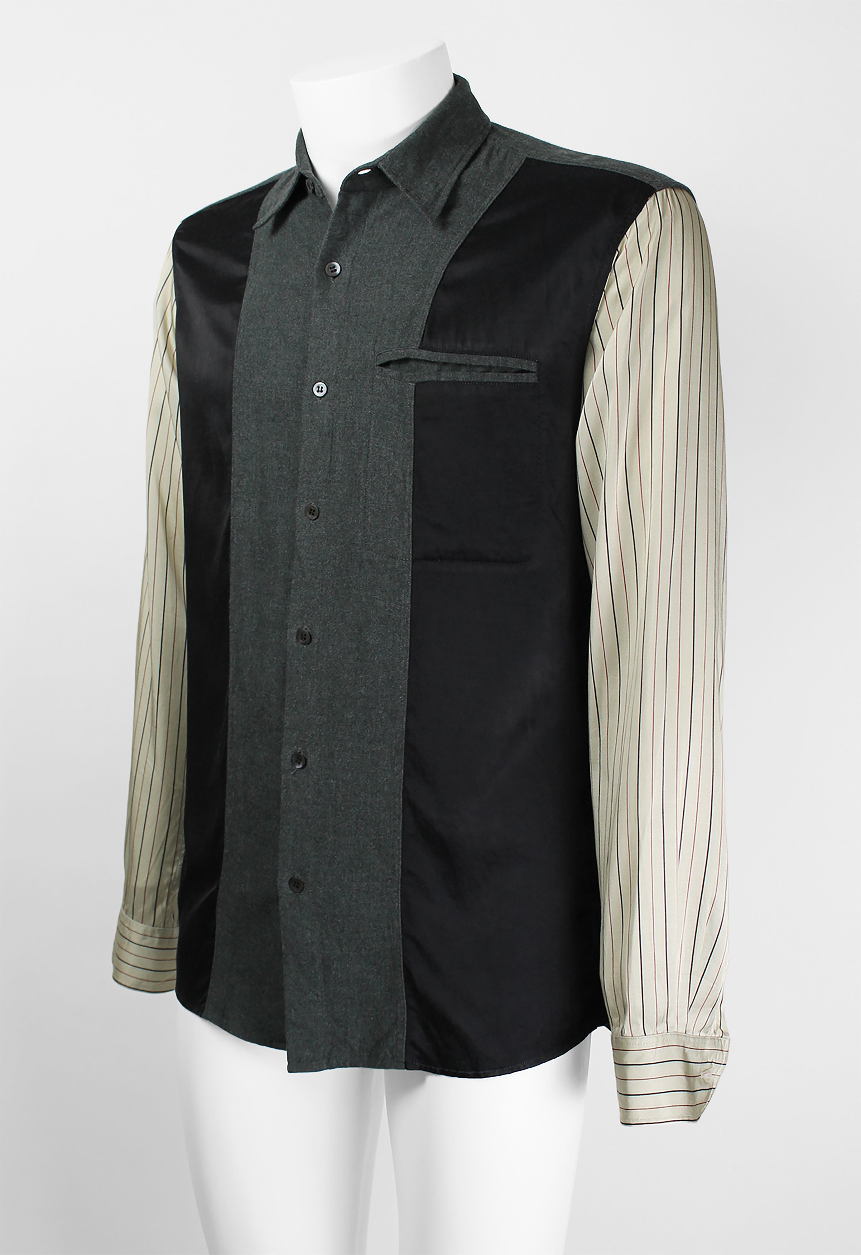 Dries Van Noten グレー/黒 ボタンシャツ 44 Dries Van Noten グレー/黒 ボタンシャツ 44