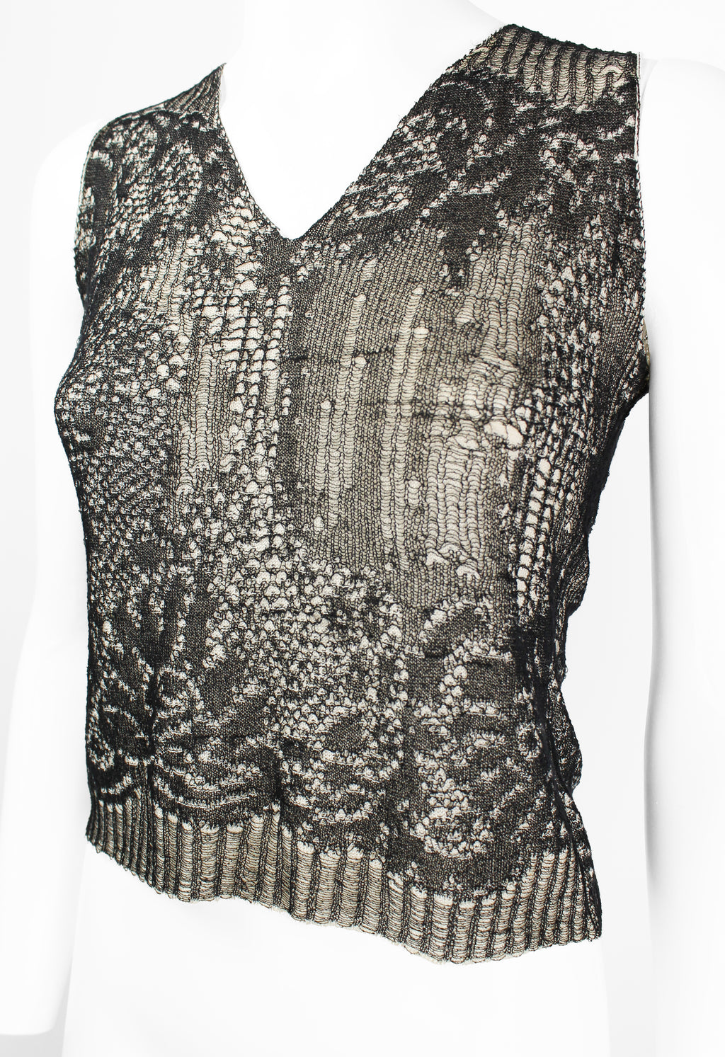 DRIES VAN NOTEN SS 1999 LAYERED DISTRESSED KNIT VEST