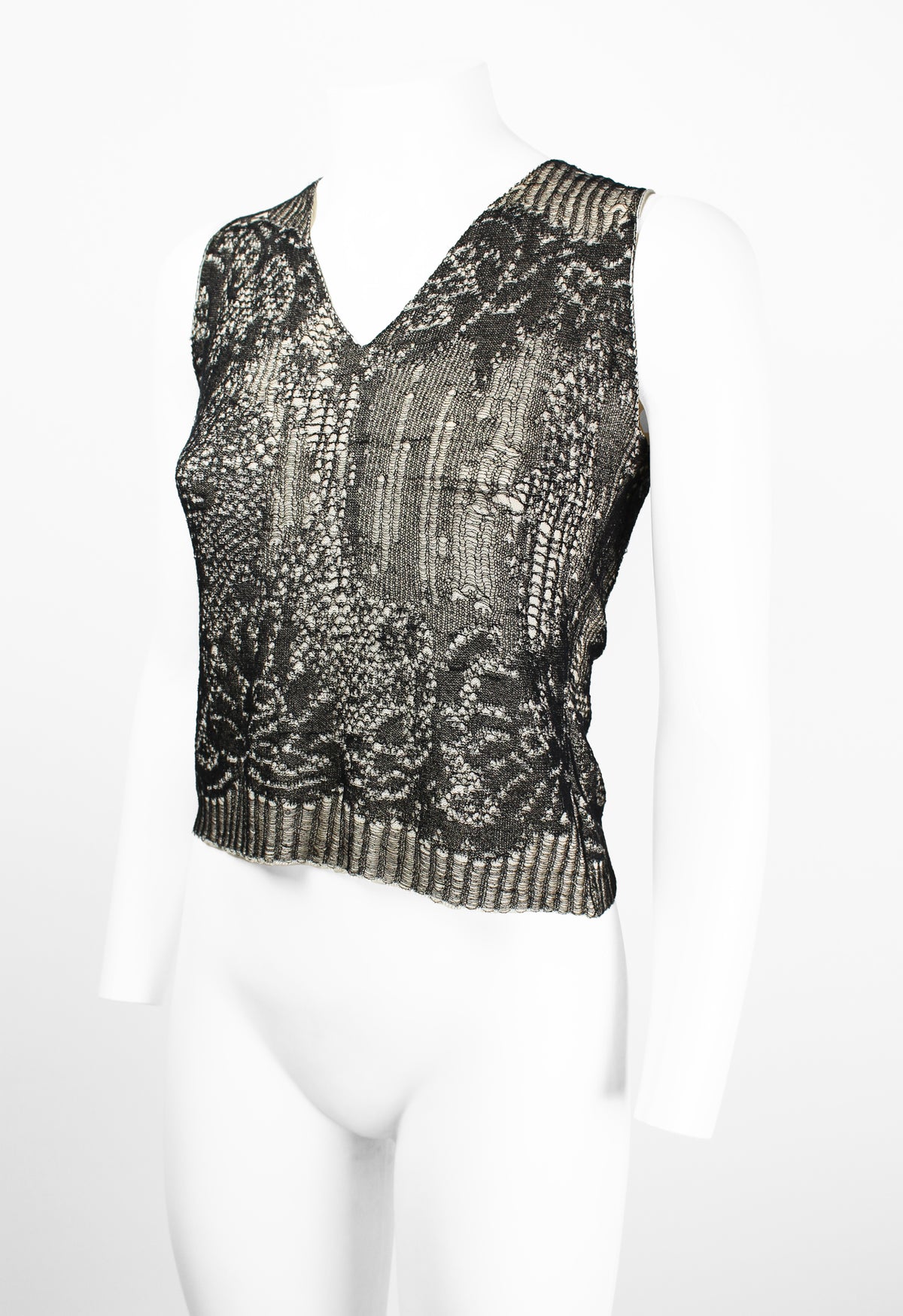 DRIES VAN NOTEN SS 1999 LAYERED DISTRESSED KNIT VEST