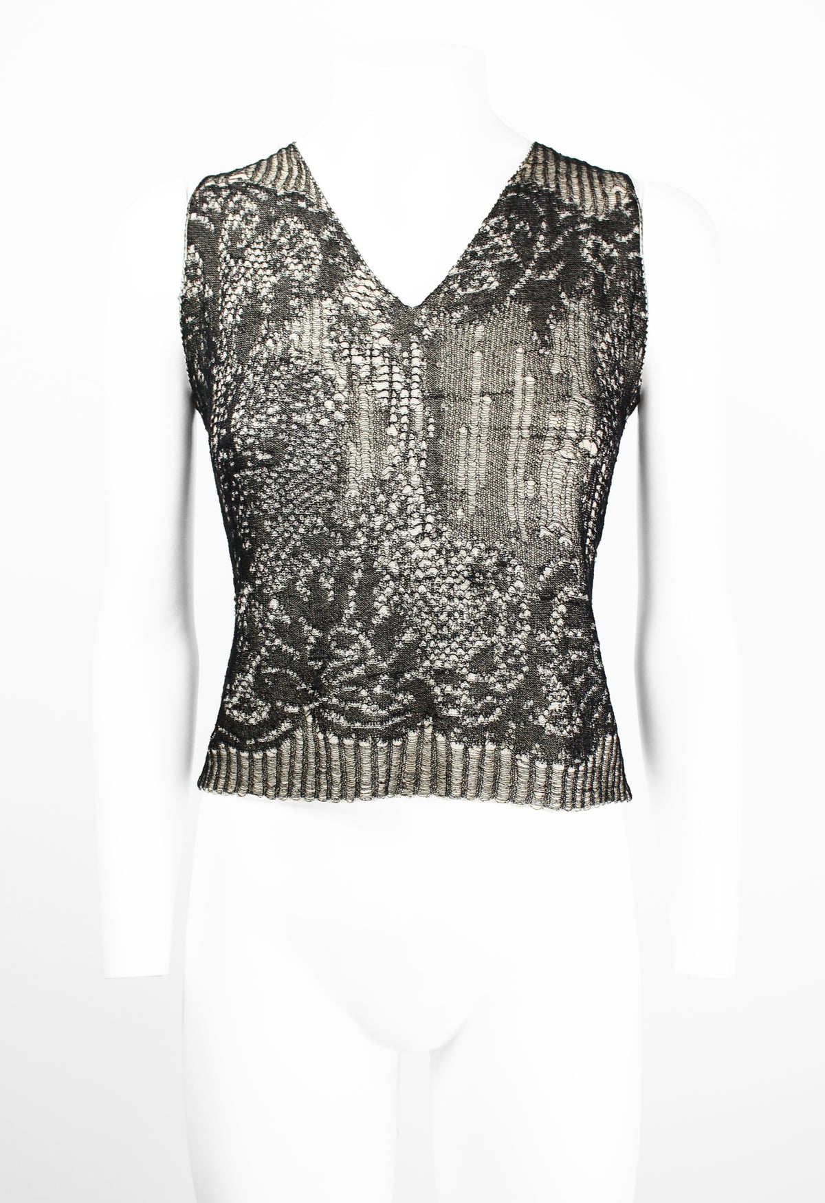 DRIES VAN NOTEN SS 1999 LAYERED DISTRESSED KNIT VEST
